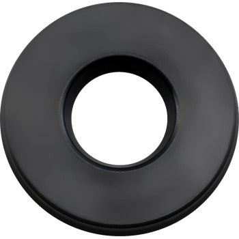 A black Shock Oil Seal 16 mm x 36 mm KYB by Race Tech, round and flat with a wide outer ring and large central hole, is shown from above against a white background.