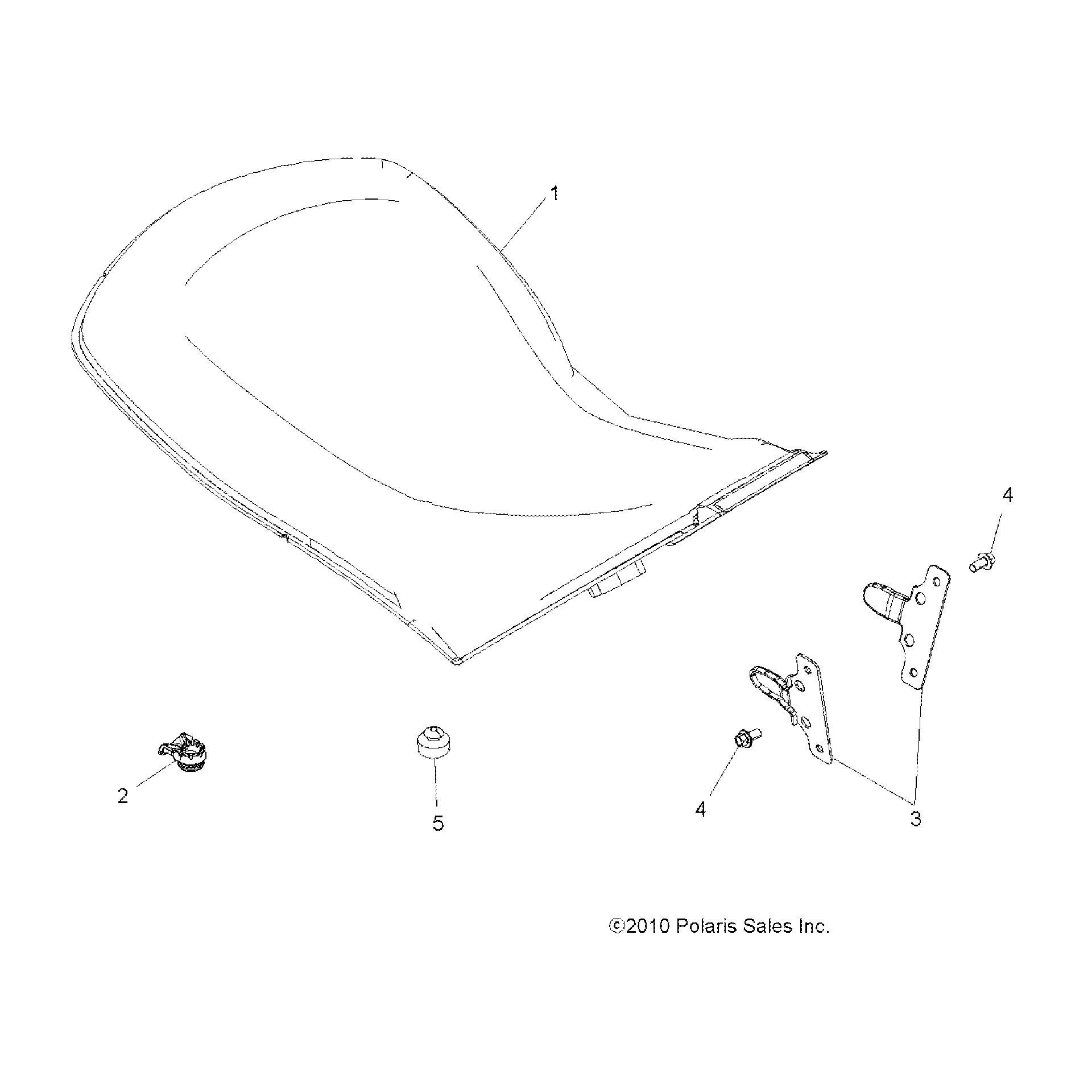 An Image of a Genuine Polaris Parts Schematic Diagram showing the schematic - BODY: SEAT - 2016 POLARIS SPORTSMAN XP 1000