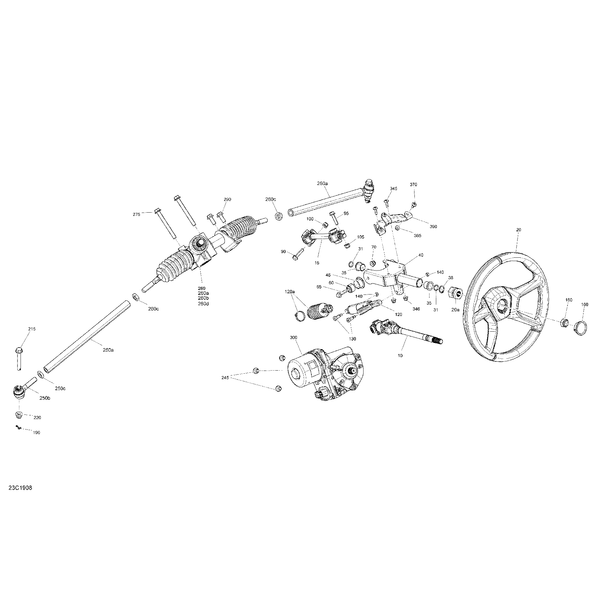 An Image of a Genuine Can-Am Parts Schematic Diagram showing the schematic - STEERING