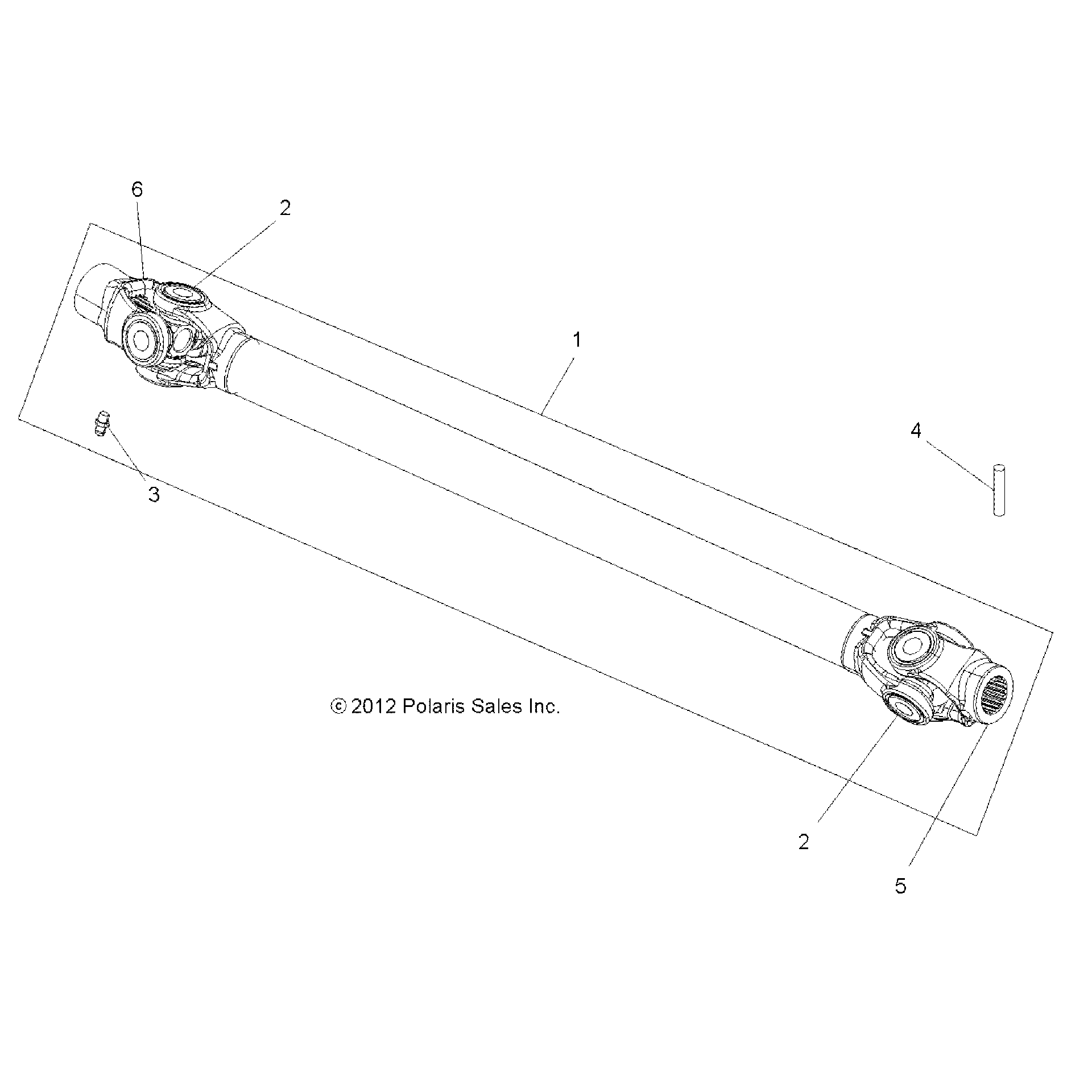 An Image of a Genuine Polaris Parts Schematic Diagram showing the schematic - DRIVE TRAIN: PROP SHAFT FRONT - 2015 POLARIS SCRAMBLER XP 1000