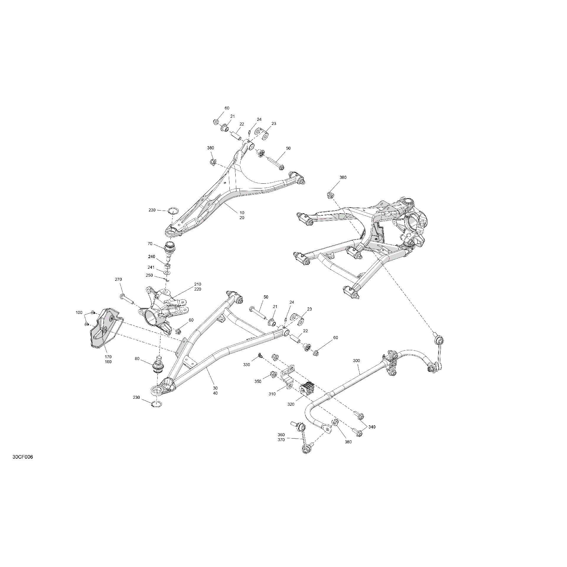 An Image of a Genuine Can-Am Parts Schematic Diagram showing the schematic - SUSPENSION - FRONT COMPONENTS