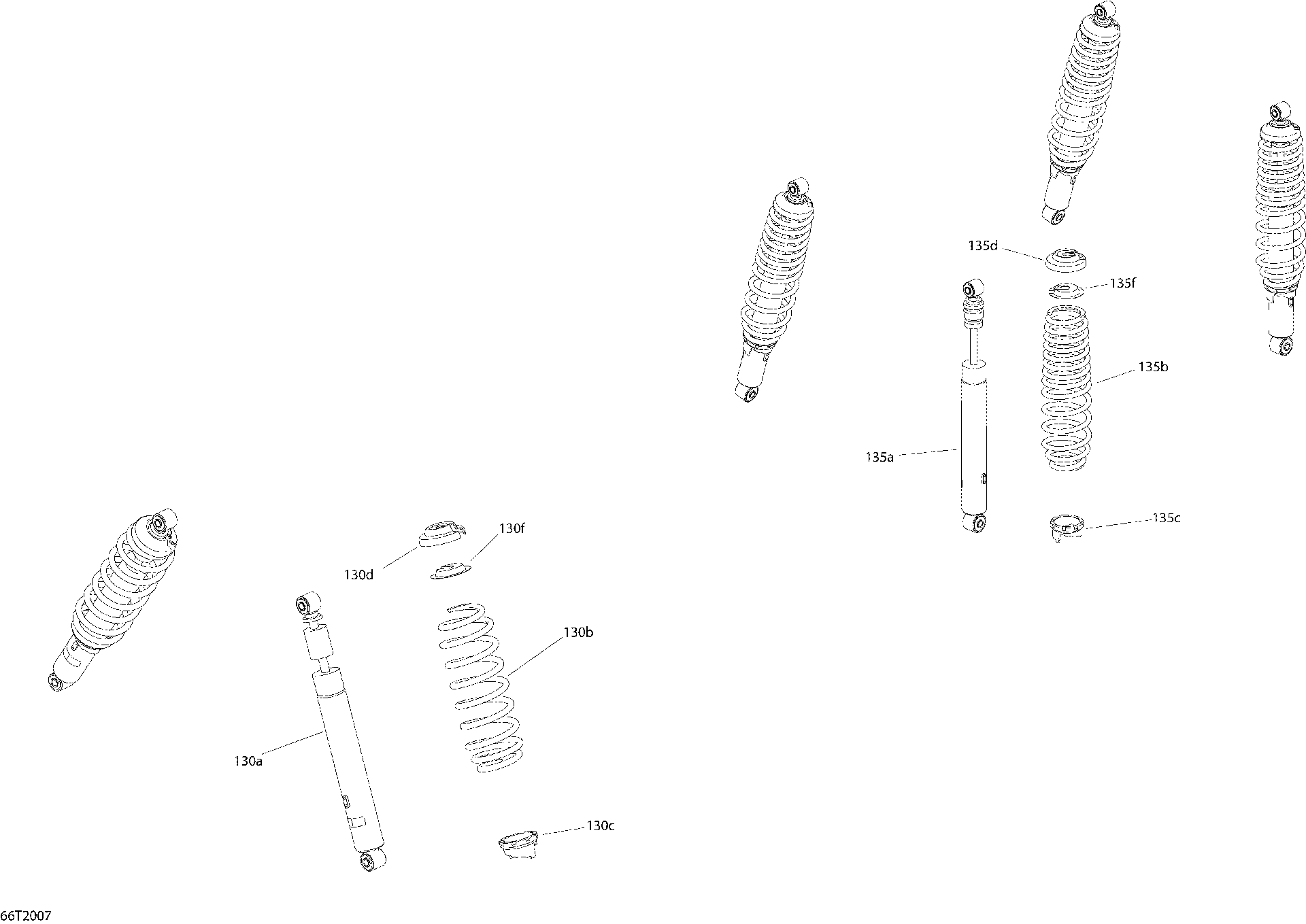 An Image of a Genuine Can-Am Parts Schematic Diagram showing the schematic - SHOCKS