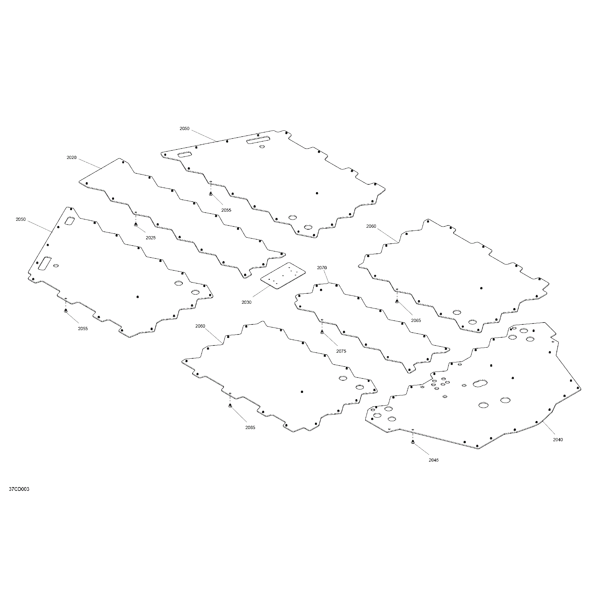 An Image of a Genuine Can-Am Parts Schematic Diagram showing the schematic - BODY - SKID PLATE