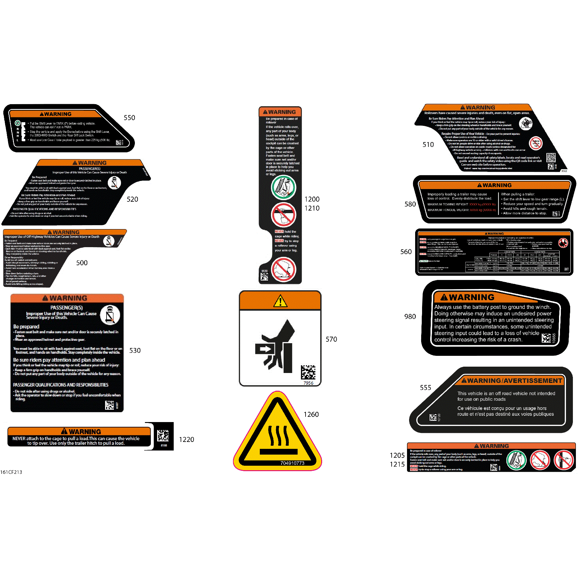 An Image of a Genuine Can-Am Parts Schematic Diagram showing the schematic - BODY - WARNING DECALS