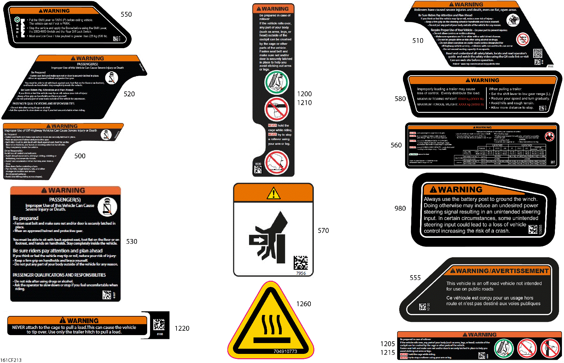 An Image of a Genuine Can-Am Parts Schematic Diagram showing the schematic - BODY - WARNING DECALS