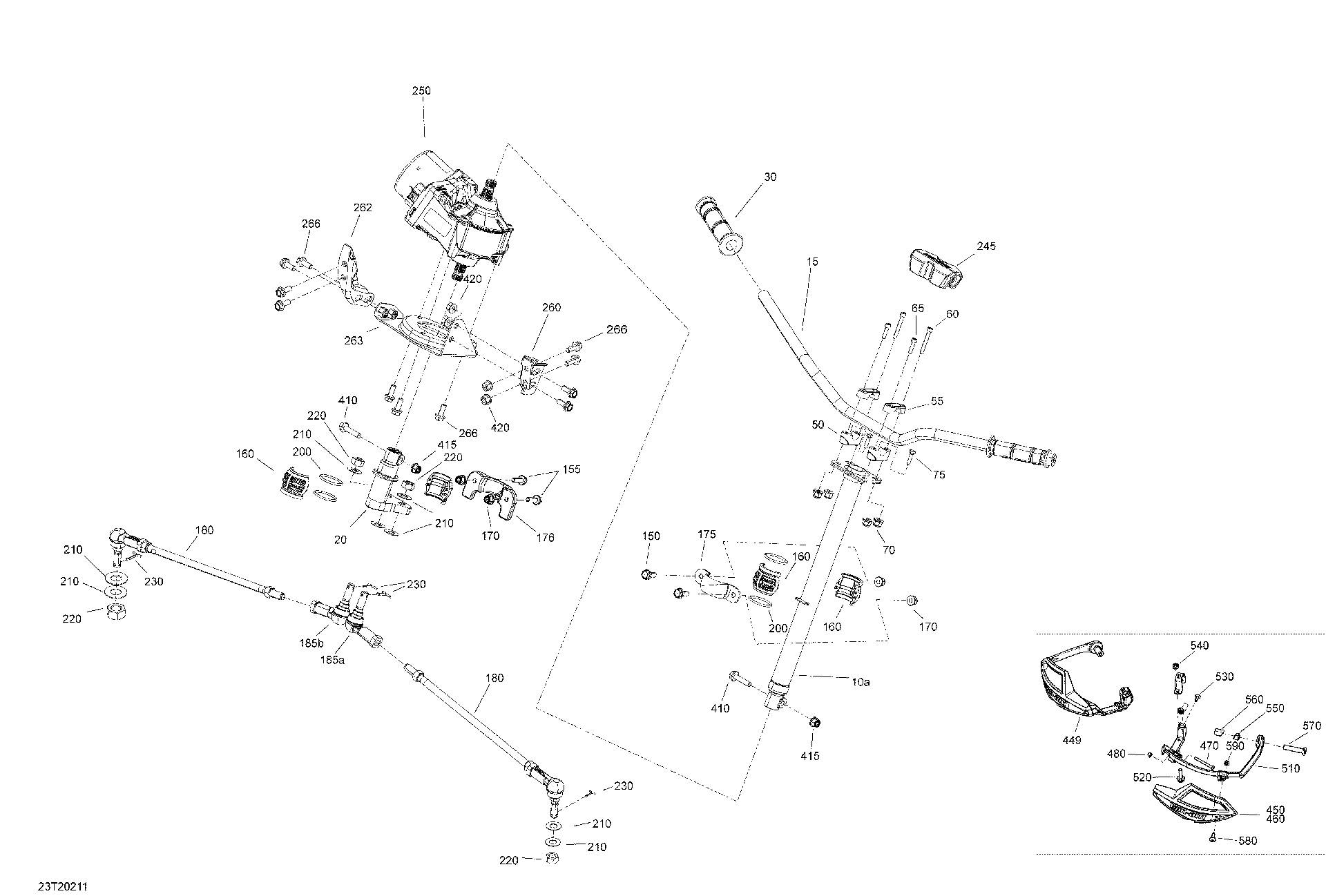 An Image of a Genuine Can-Am Parts Schematic Diagram showing the schematic - STEERING