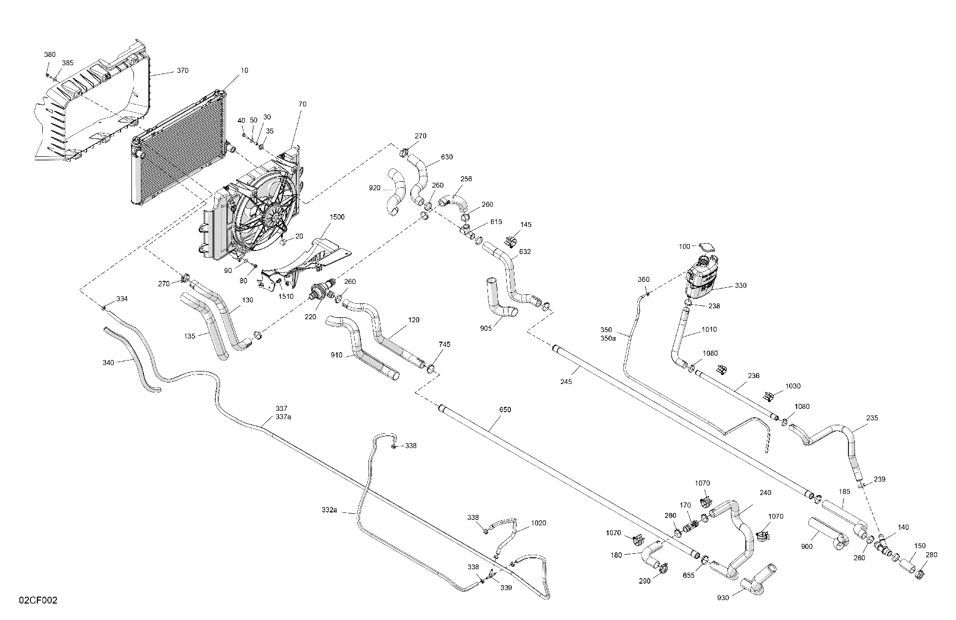 An Image of a Genuine Can-Am Parts Schematic Diagram showing the schematic - ENGINE - COOLING