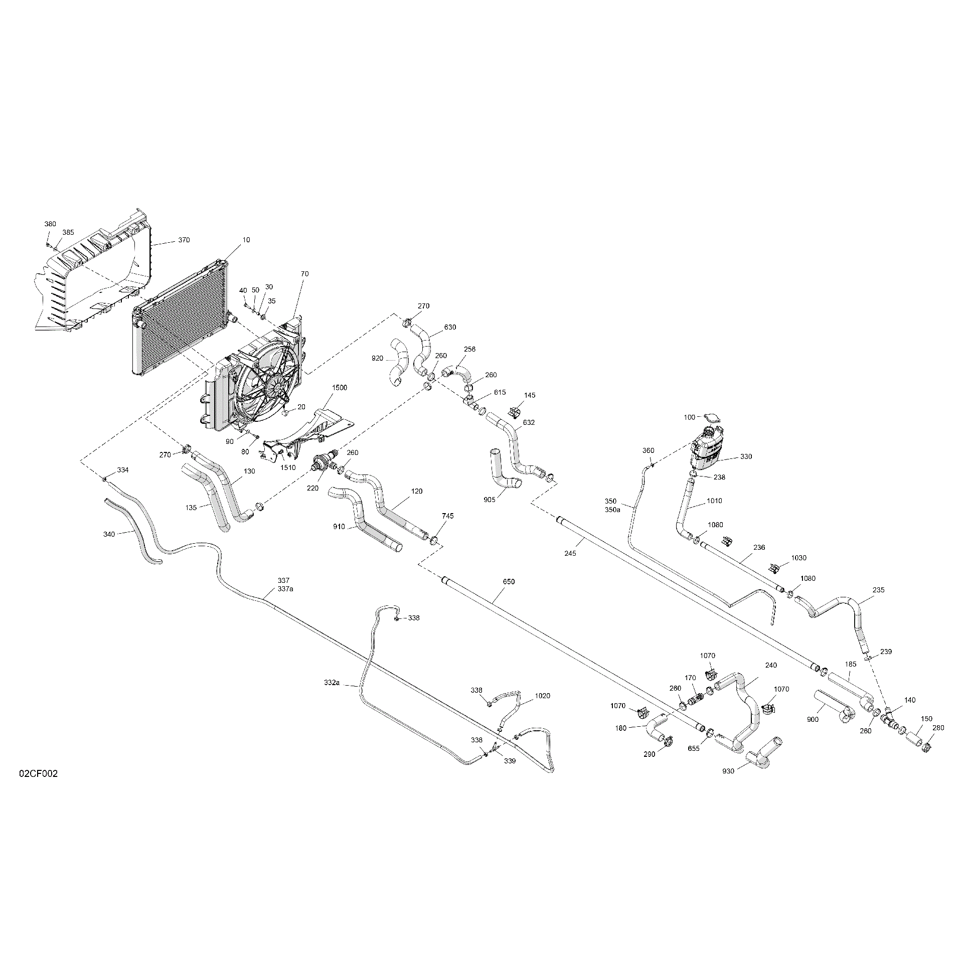 An Image of a Genuine Can-Am Parts Schematic Diagram showing the schematic - ENGINE - COOLING