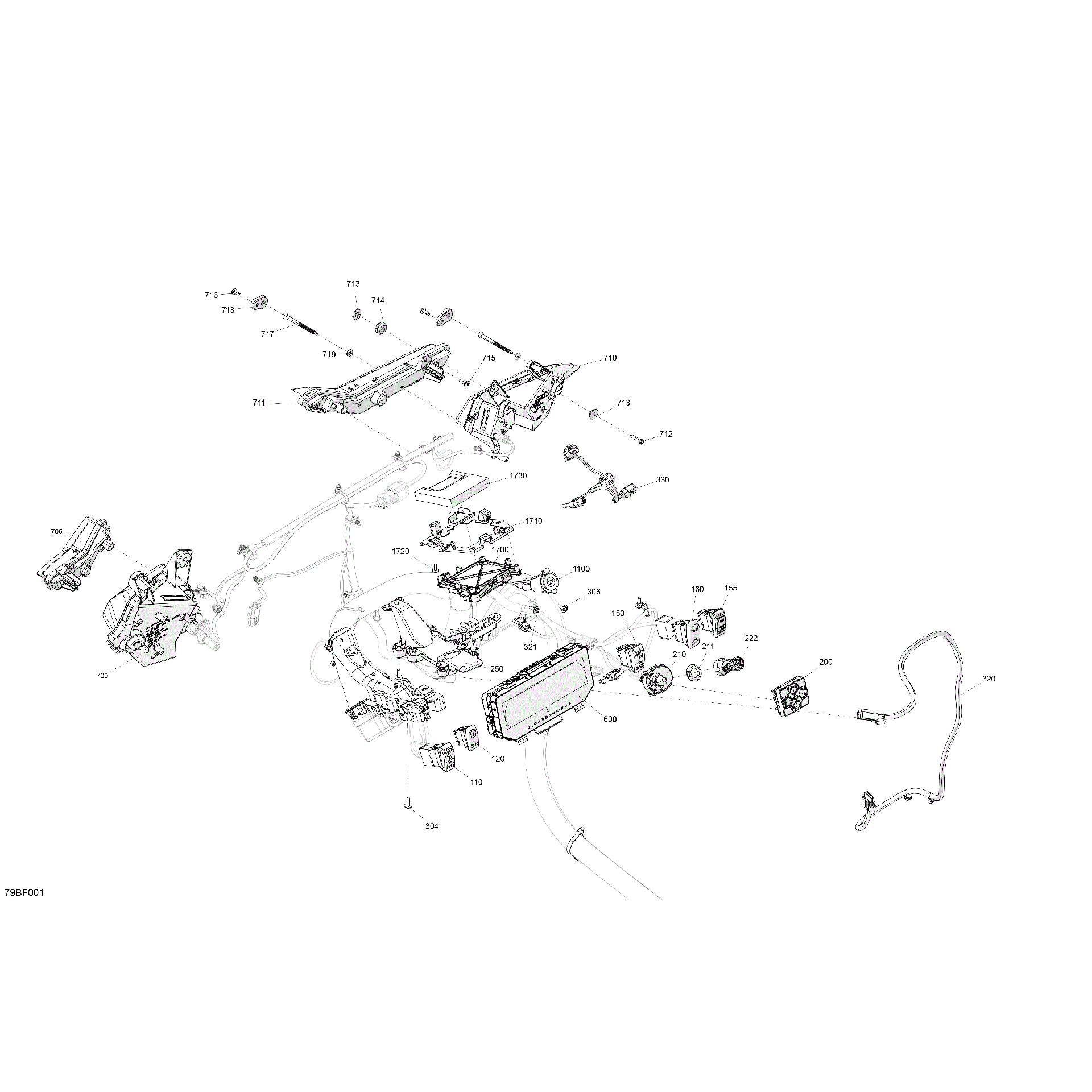 An Image of a Genuine Can-Am Parts Schematic Diagram showing the schematic - ELECTRIC - FRONT SECTION