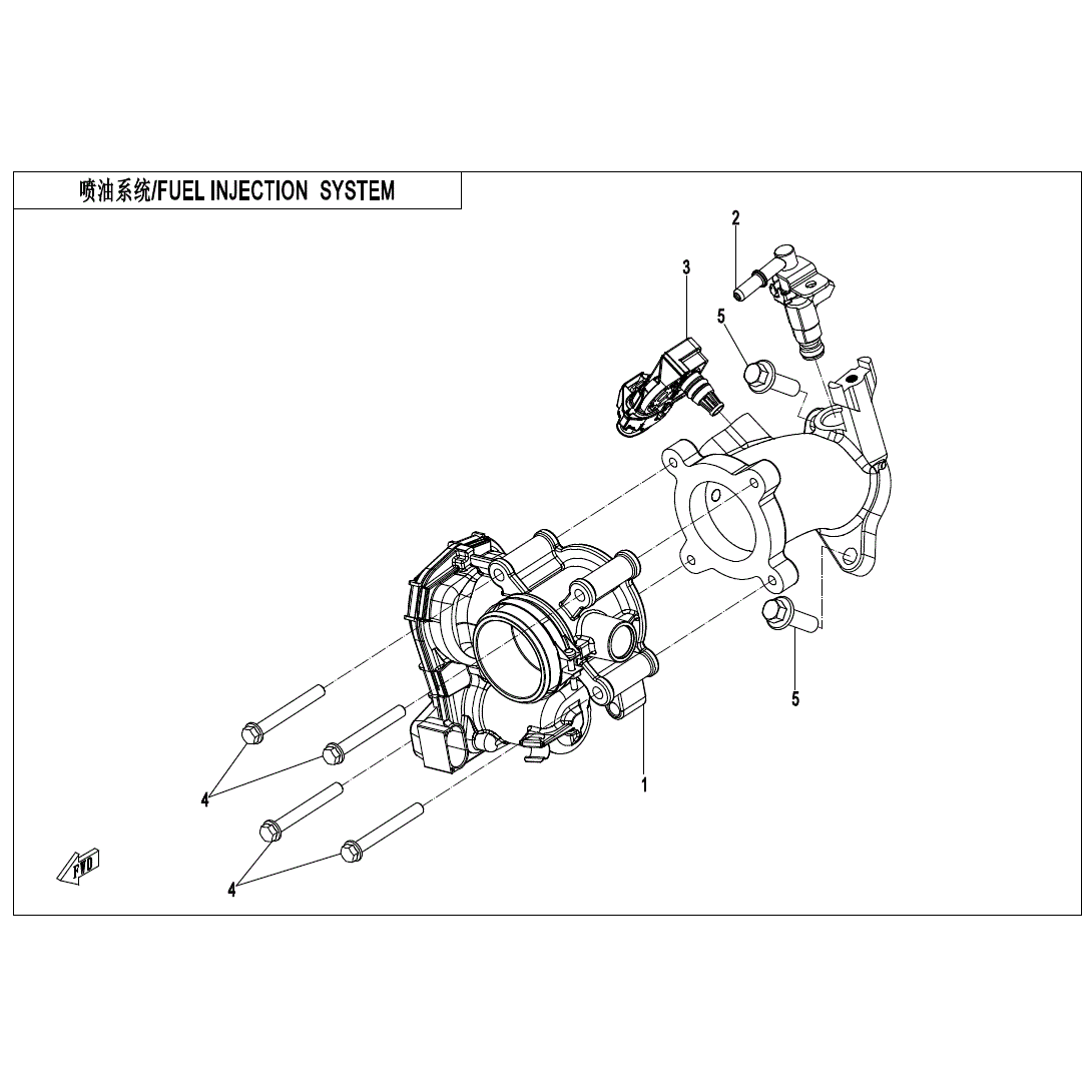 An Image of a Genuine CFMOTO Parts Schematic Diagram showing the schematic - FUEL INJECTION SYSTEM - 2023 CFMOTO UFORCE 600