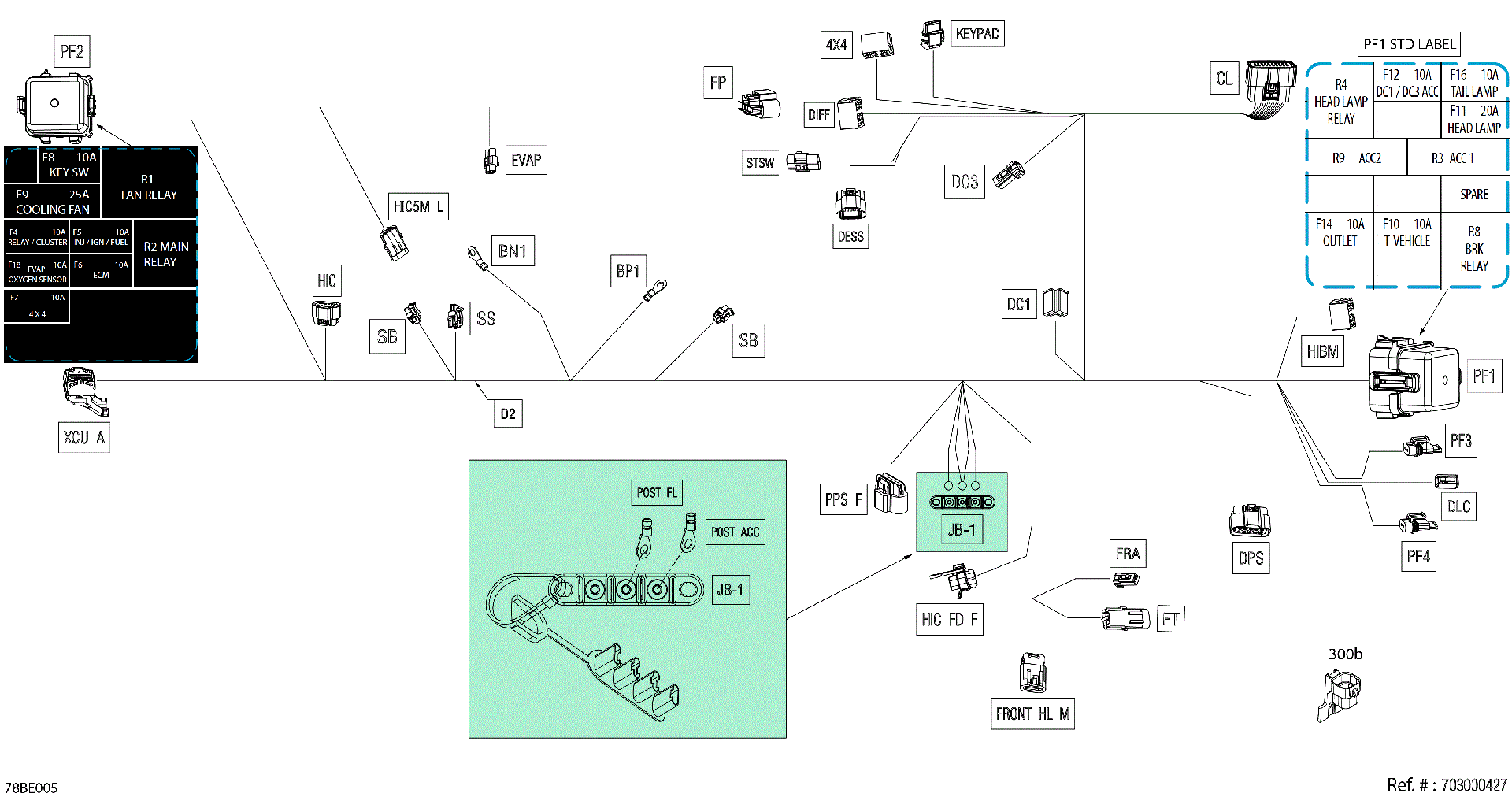 An Image of a Genuine Can-Am Parts Schematic Diagram showing the schematic - ELECTRIC - MAIN HARNESS - 710008831