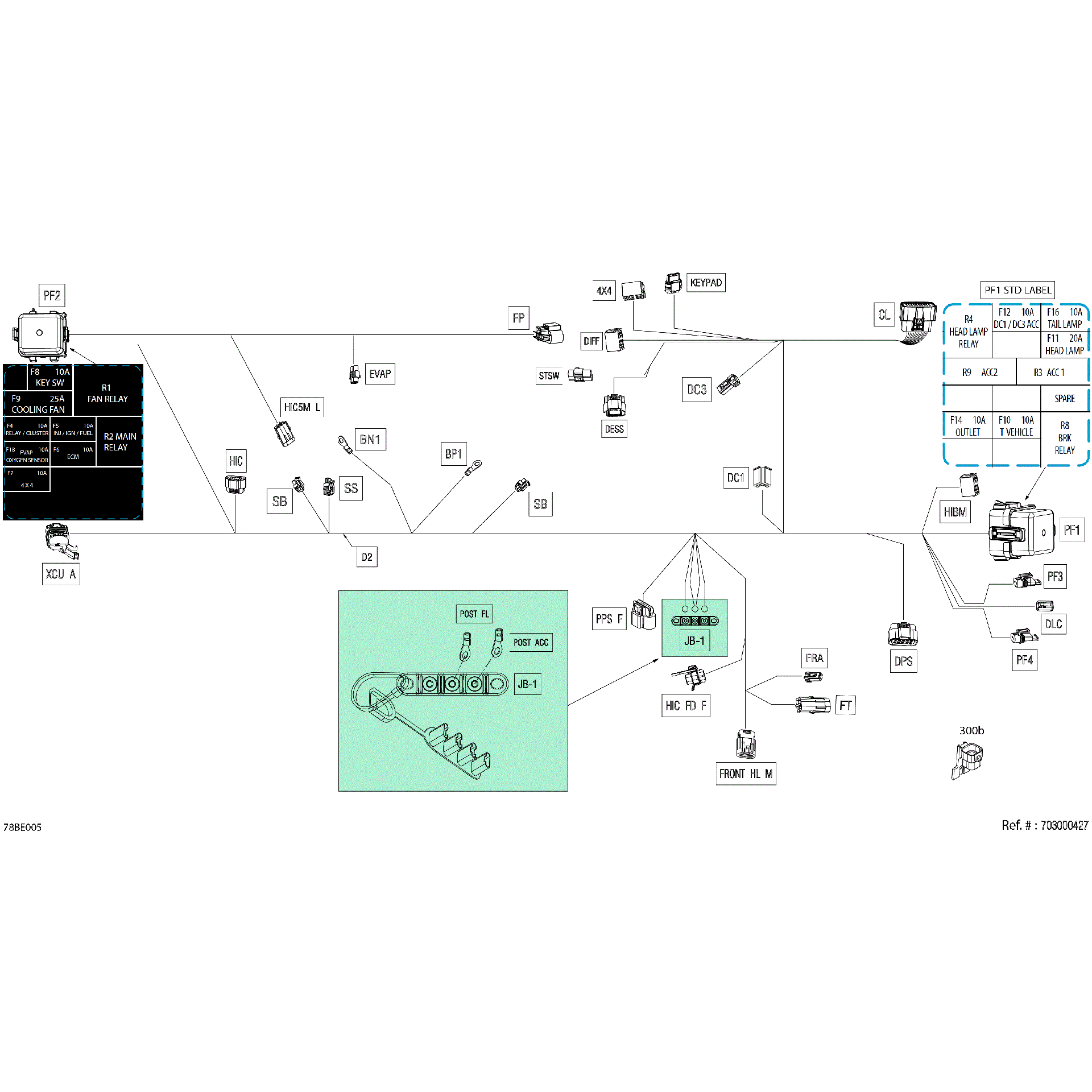 An Image of a Genuine Can-Am Parts Schematic Diagram showing the schematic - ELECTRIC - MAIN HARNESS - 710008831