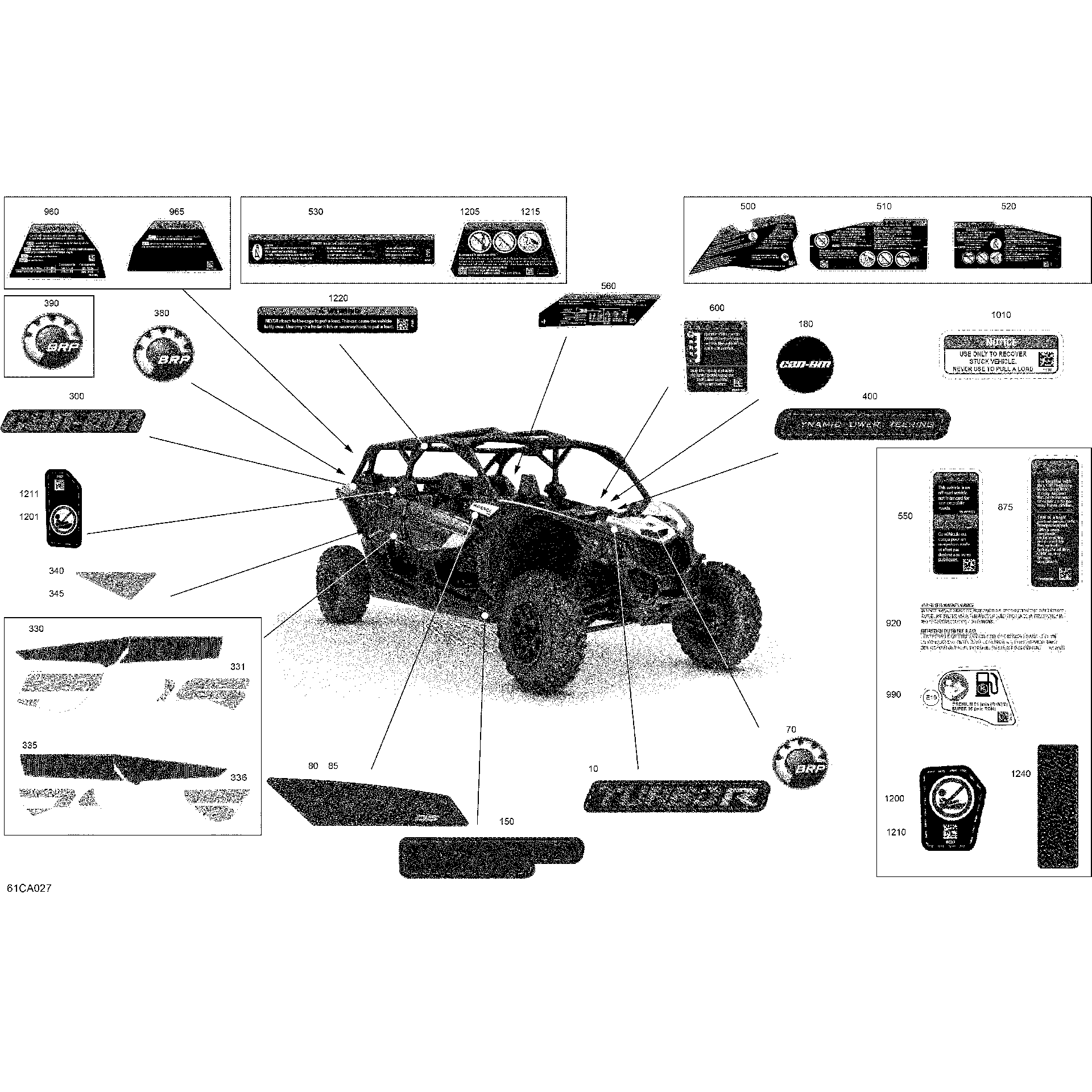 An Image of a Genuine Can-Am Parts Schematic Diagram showing the schematic - BODY - DECALS - DS
