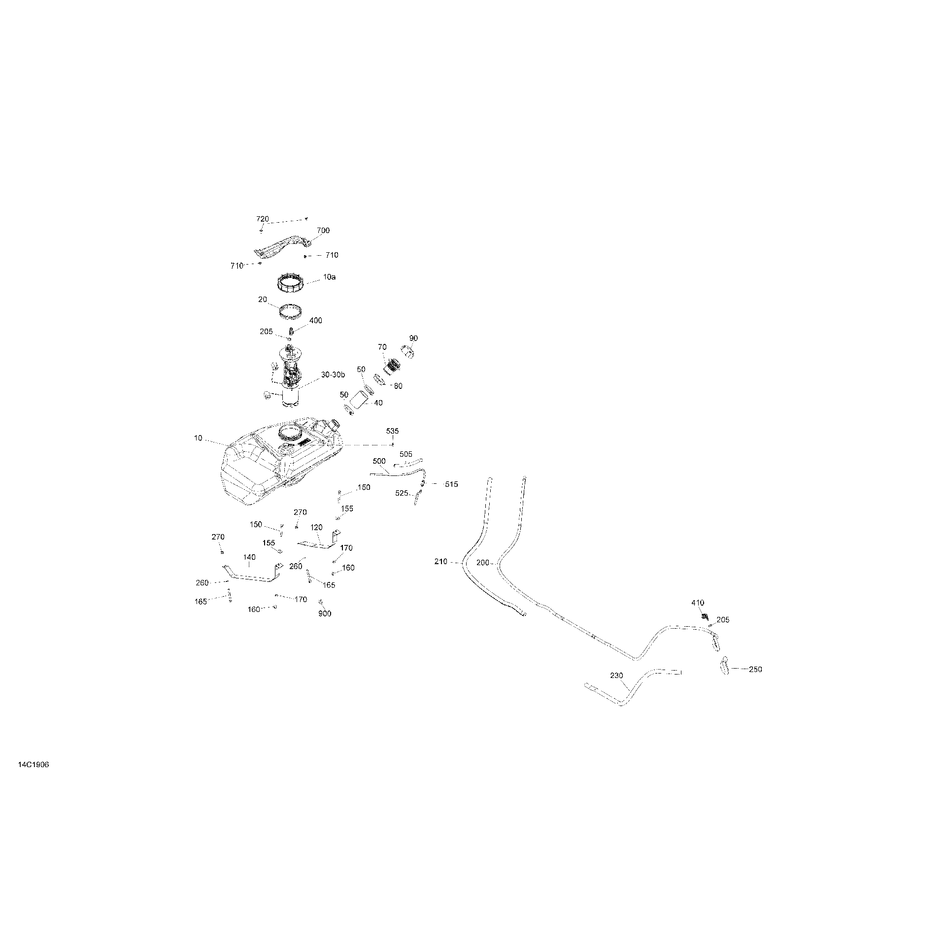 An Image of a Genuine Can-Am Parts Schematic Diagram showing the schematic - FUEL - NO EVAP