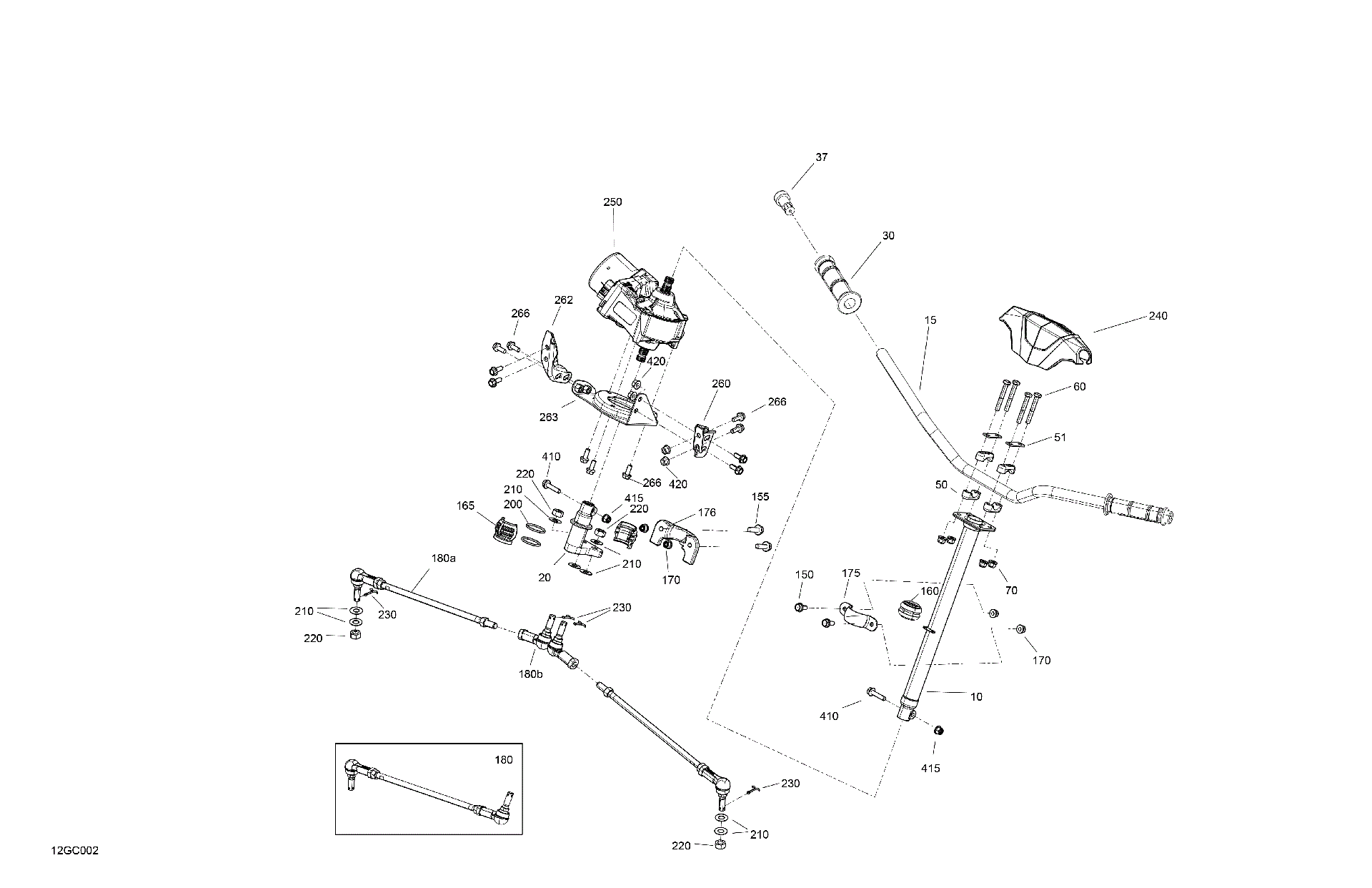 An Image of a Genuine Can-Am Parts Schematic Diagram showing the schematic - MECHANIC - STEERING