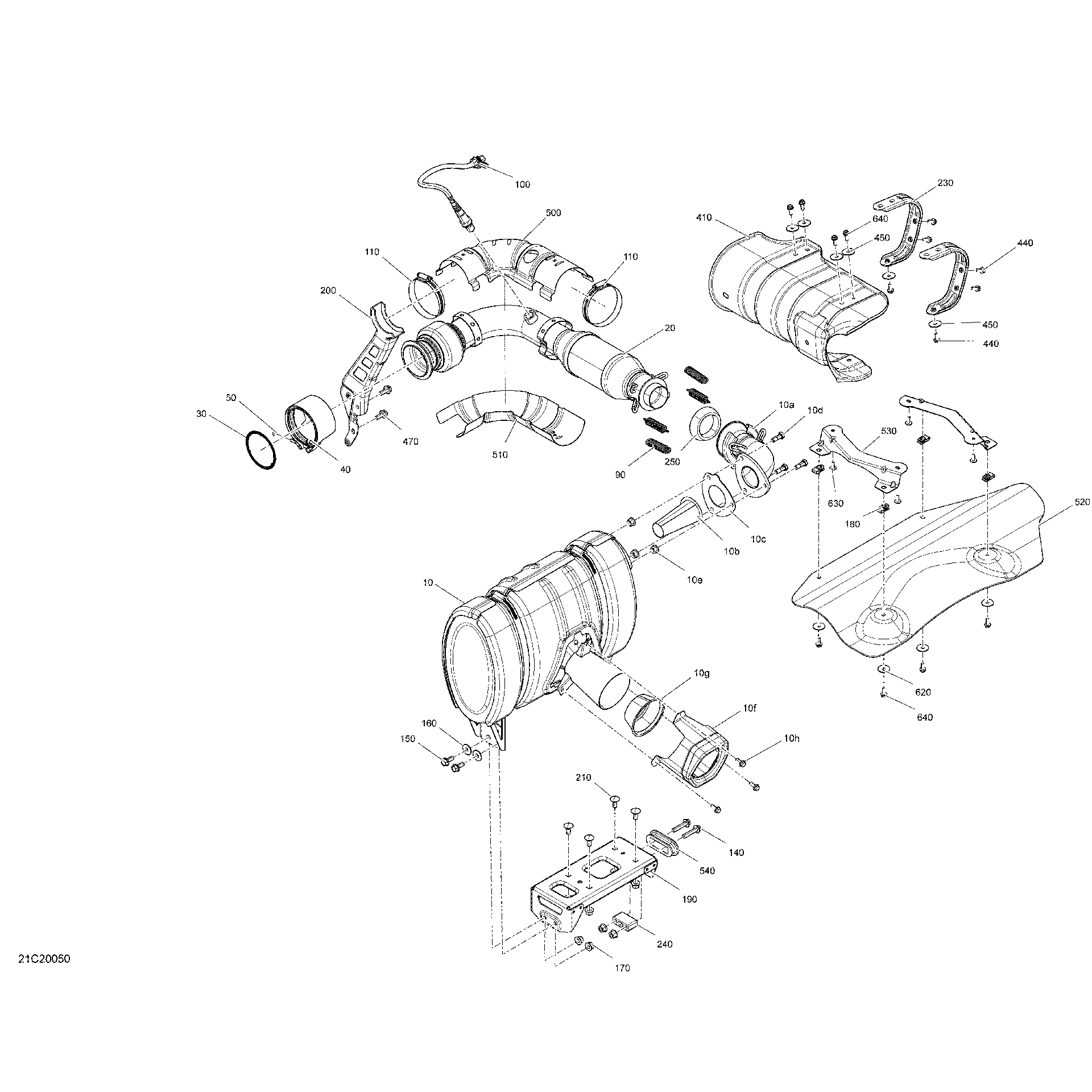 An Image of a Genuine Can-Am Parts Schematic Diagram showing the schematic - EXHAUST