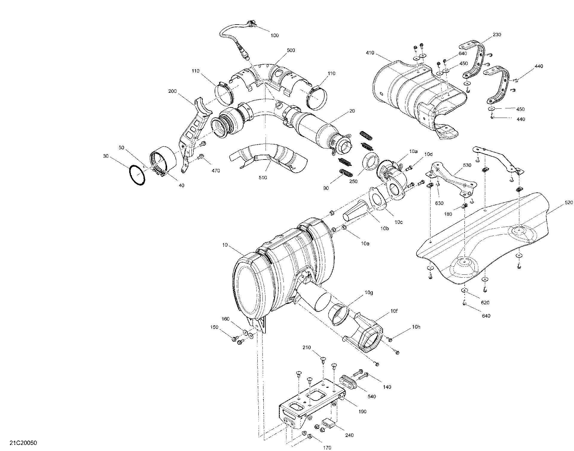 An Image of a Genuine Can-Am Parts Schematic Diagram showing the schematic - EXHAUST