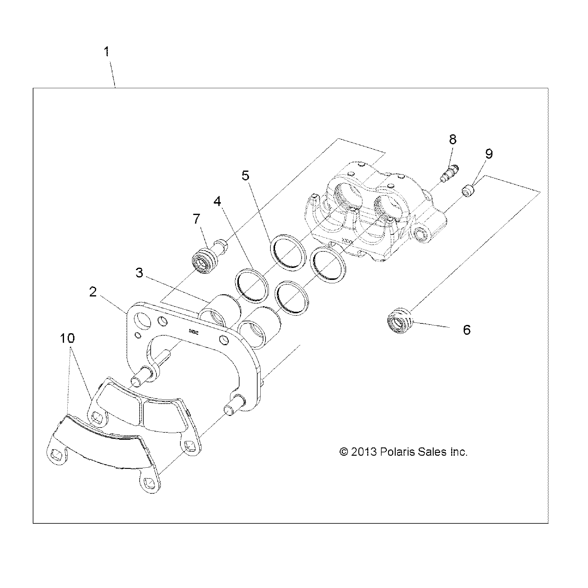 An Image of a Genuine Polaris Parts Schematic Diagram showing the schematic - BRAKES: CALIPER FRONT - 2016 POLARIS ACE 900 EFI EPS