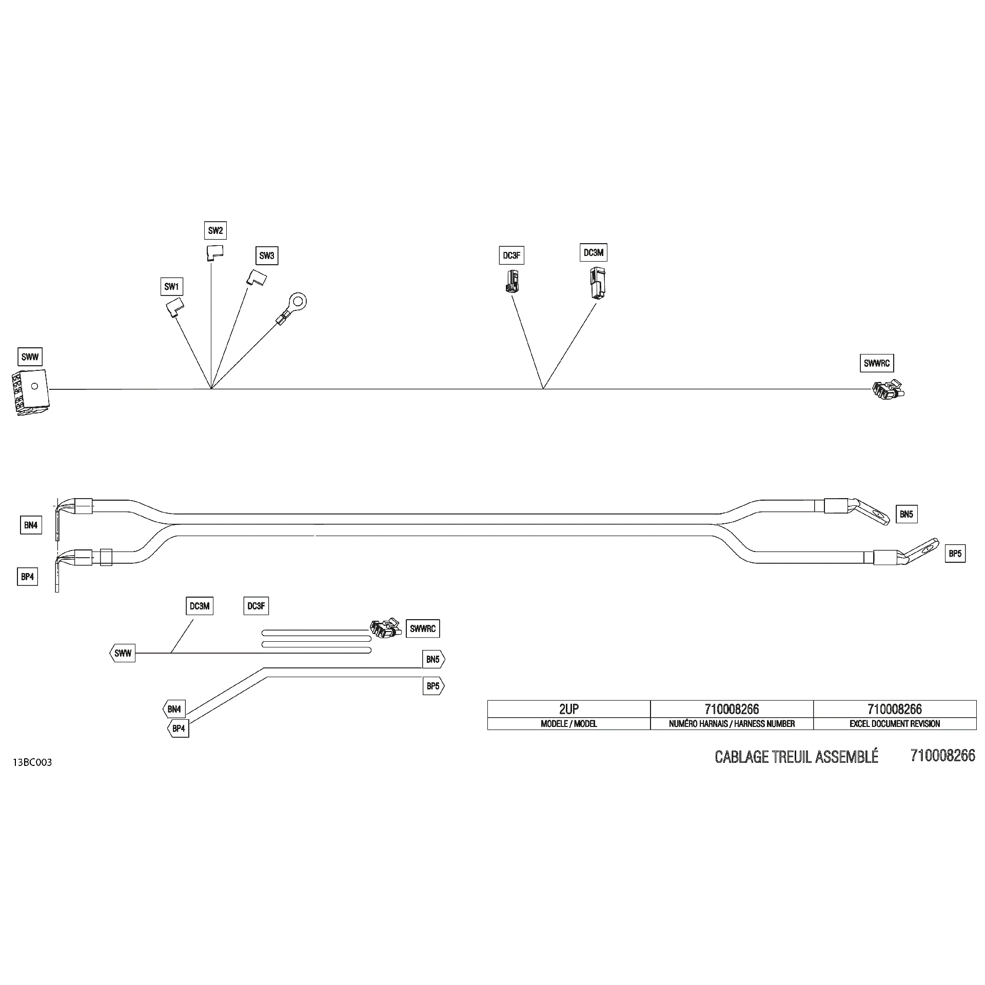 An Image of a Genuine Can-Am Parts Schematic Diagram showing the schematic - ELECTRIC - WINCH WIRING HARNESS - 710008266