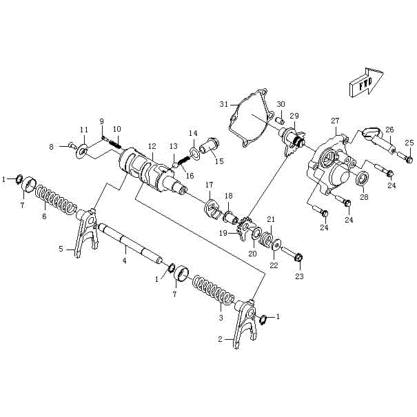 An Image of a Genuine CFMOTO Parts Schematic Diagram showing the schematic - TRANSMISSION (3) - 2015 CFMOTO ZFORCE 600