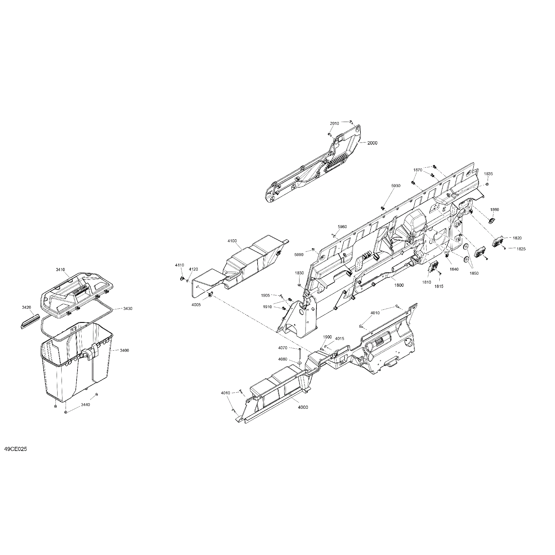 An Image of a Genuine Can-Am Parts Schematic Diagram showing the schematic - CAB INTERIOR - BACK WALL