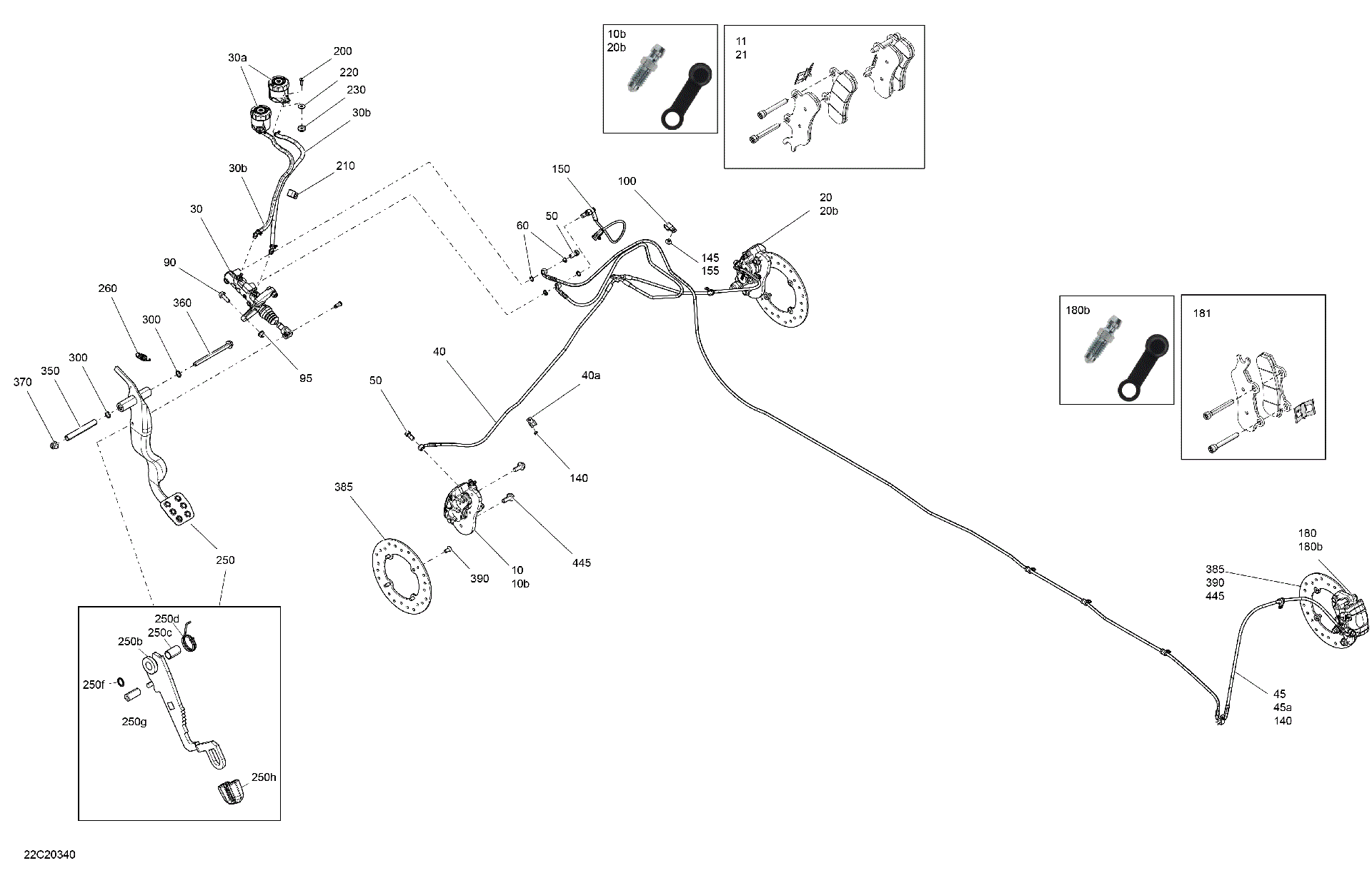 An Image of a Genuine Can-Am Parts Schematic Diagram showing the schematic - BRAKES