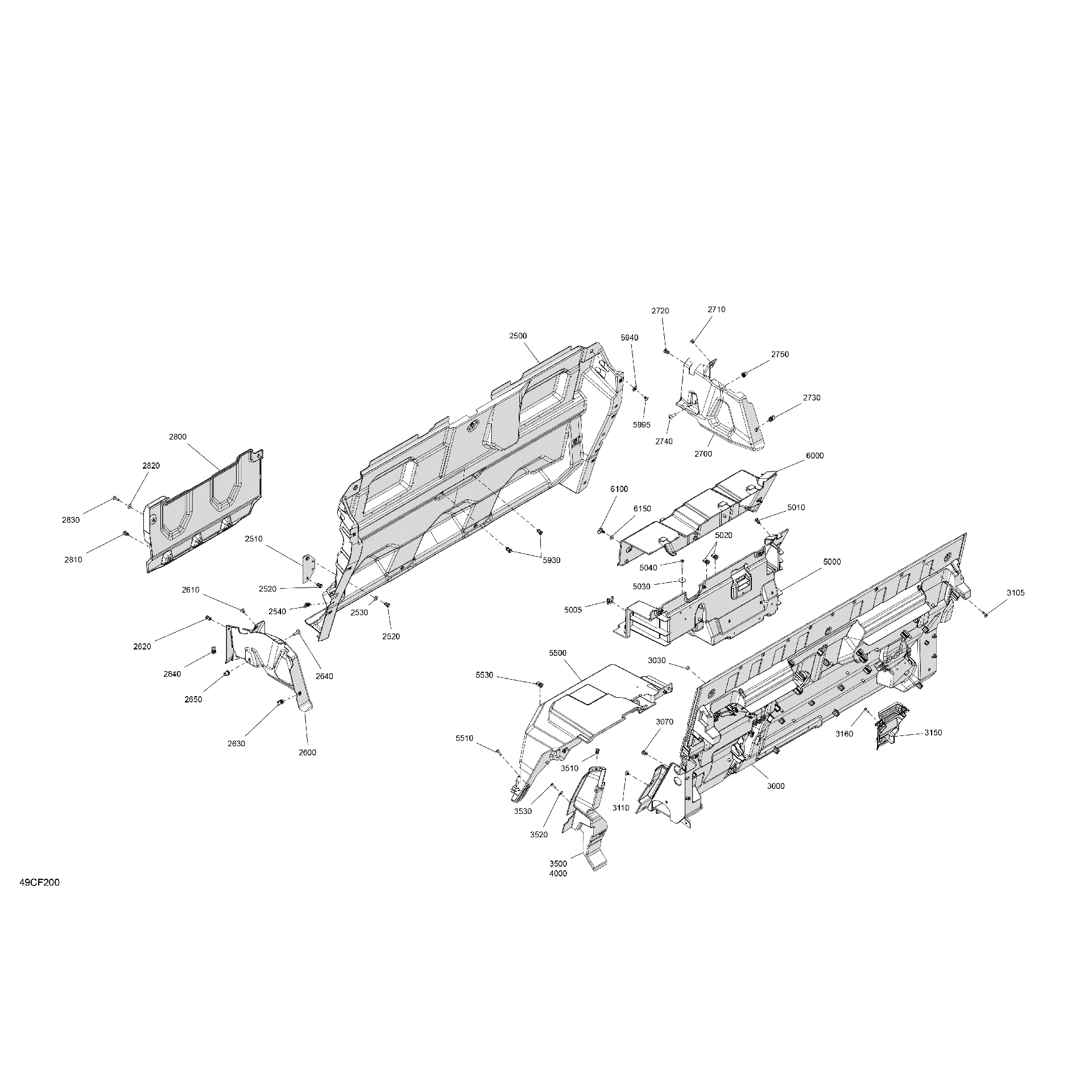 An Image of a Genuine Can-Am Parts Schematic Diagram showing the schematic - CAB INTERIOR - BACK WALL