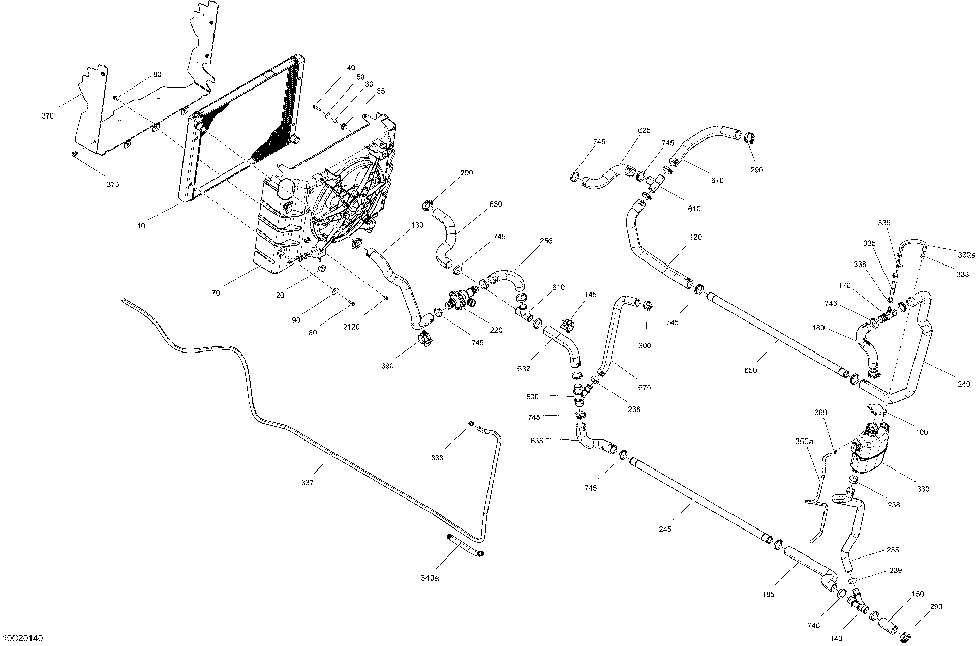 An Image of a Genuine Can-Am Parts Schematic Diagram showing the schematic - COOLING - SYSTEM