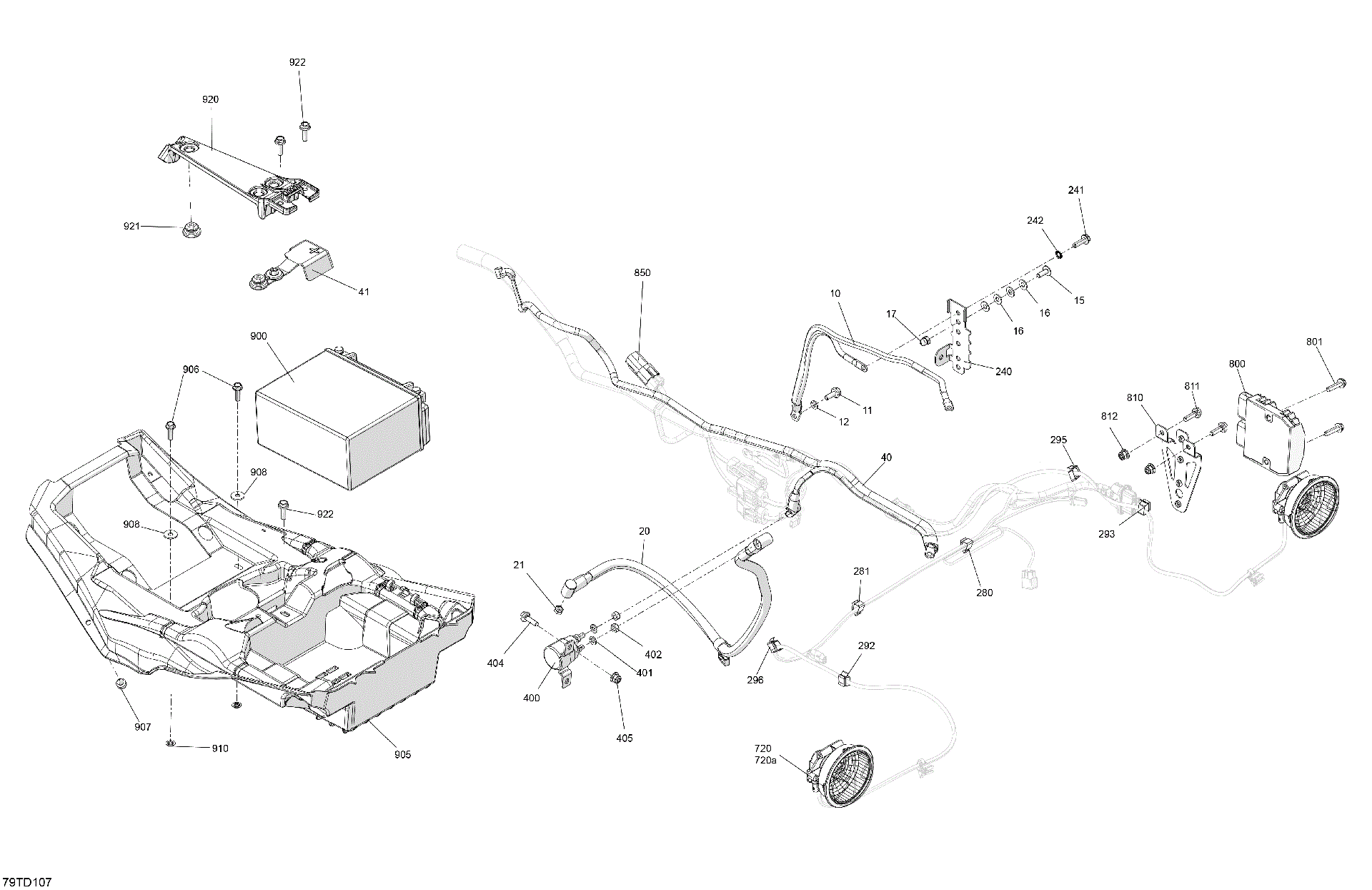 An Image of a Genuine Can-Am Parts Schematic Diagram showing the schematic - ELECTRIC - REAR SECTION