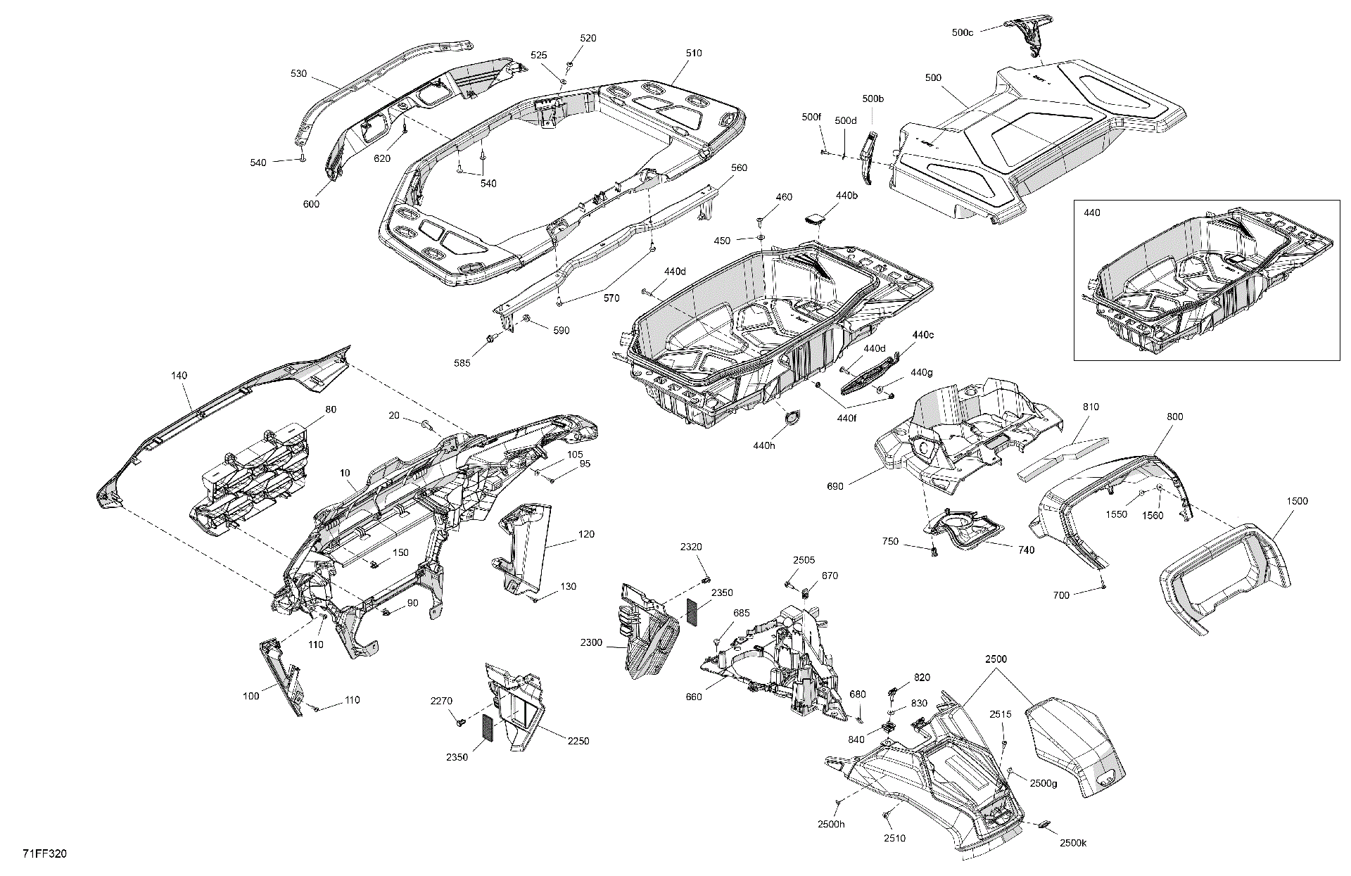An Image of a Genuine Can-Am Parts Schematic Diagram showing the schematic - BODY - FRONT SECTION