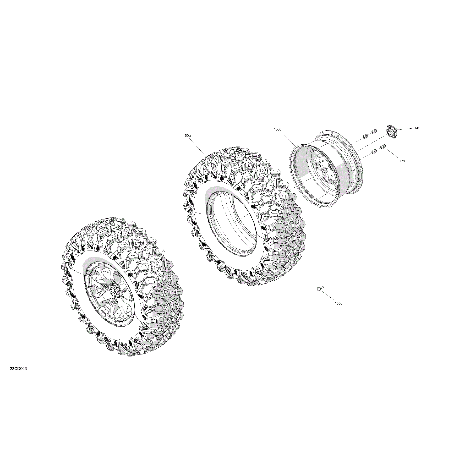 An Image of a Genuine Can-Am Parts Schematic Diagram showing the schematic - DRIVE - REAR WHEELS