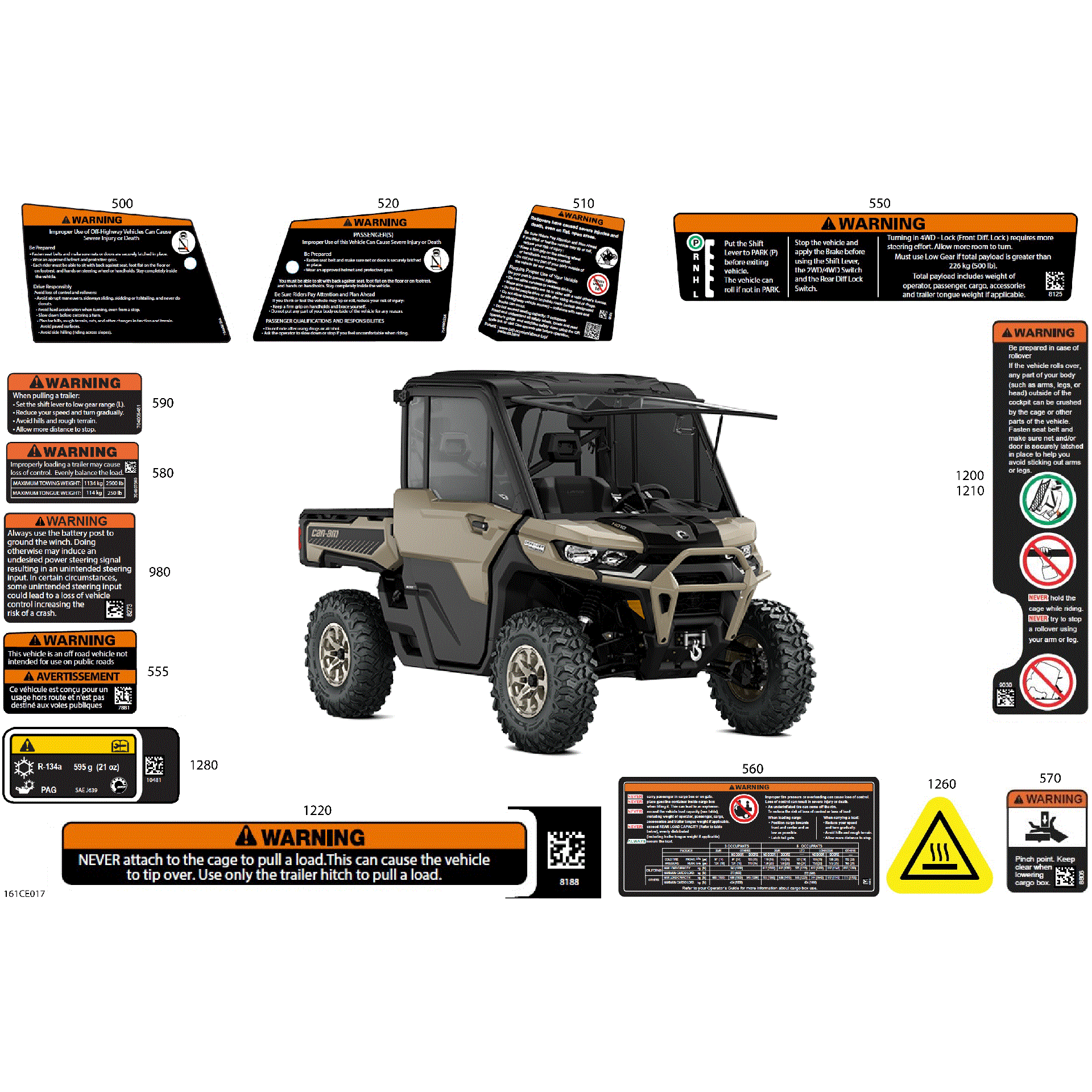 An Image of a Genuine Can-Am Parts Schematic Diagram showing the schematic - BODY - WARNING DECALS