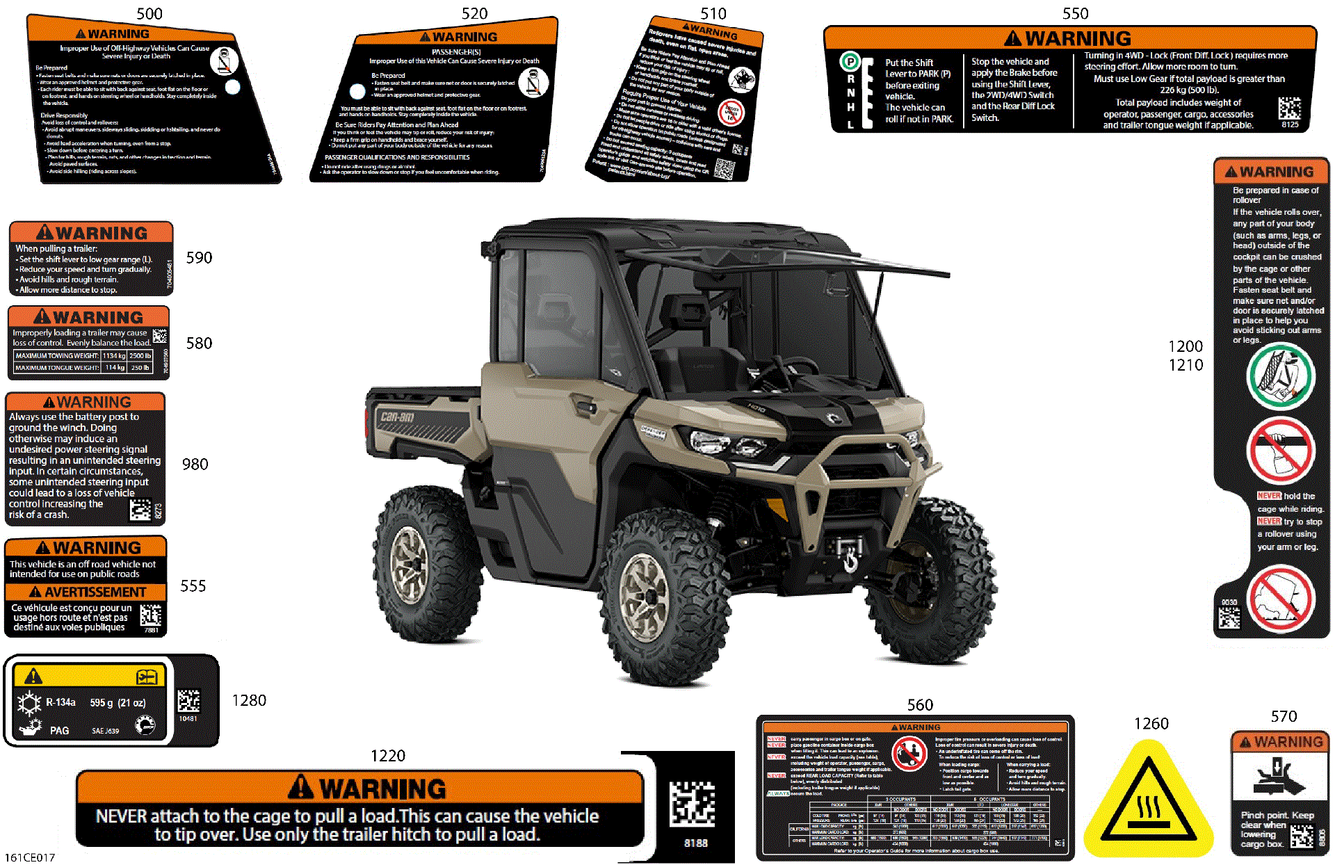 An Image of a Genuine Can-Am Parts Schematic Diagram showing the schematic - BODY - WARNING DECALS