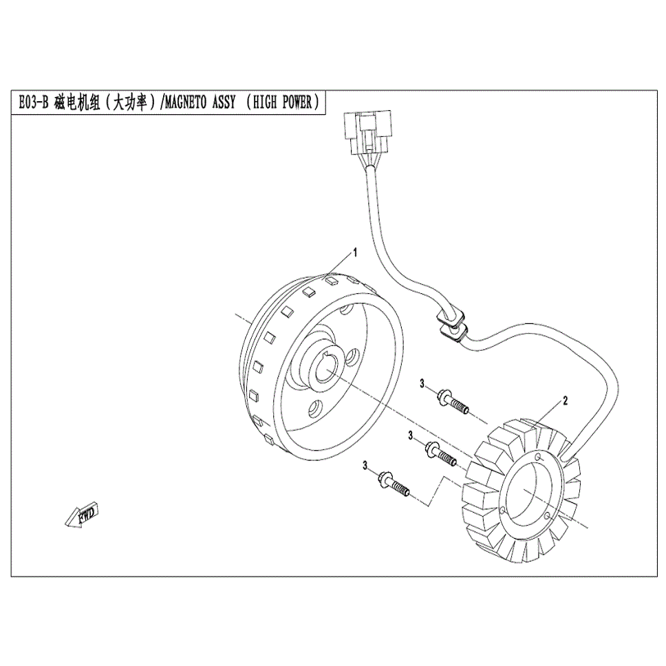 An Image of a genuine CFMOTO Parts Schematic Diagram showing the group - MAGNETO ASSY. - 2022 CFMOTO CFORCE 500