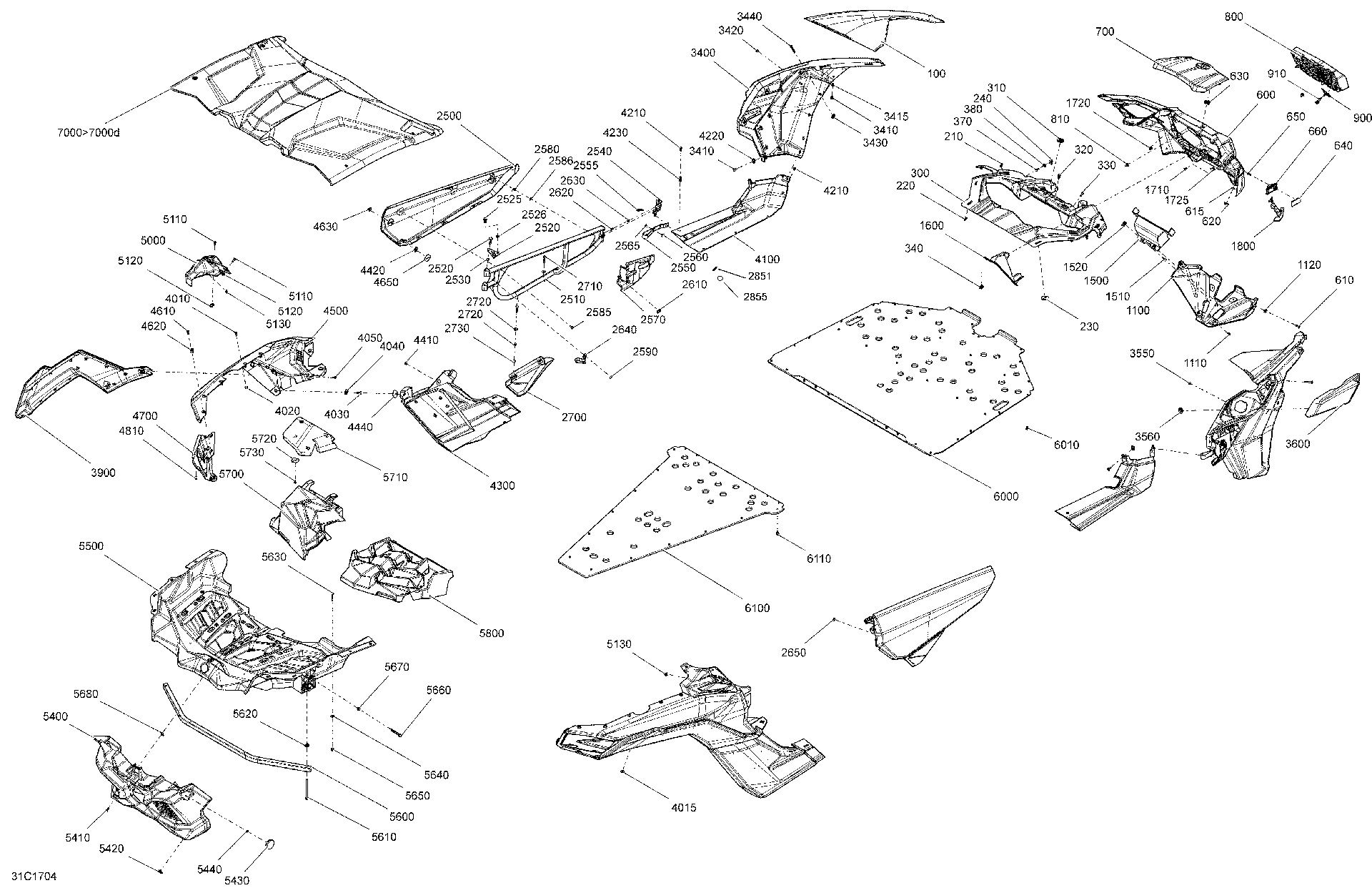 An Image of a Genuine Can-Am Parts Schematic Diagram showing the schematic - BODY AND ACCESSORIES