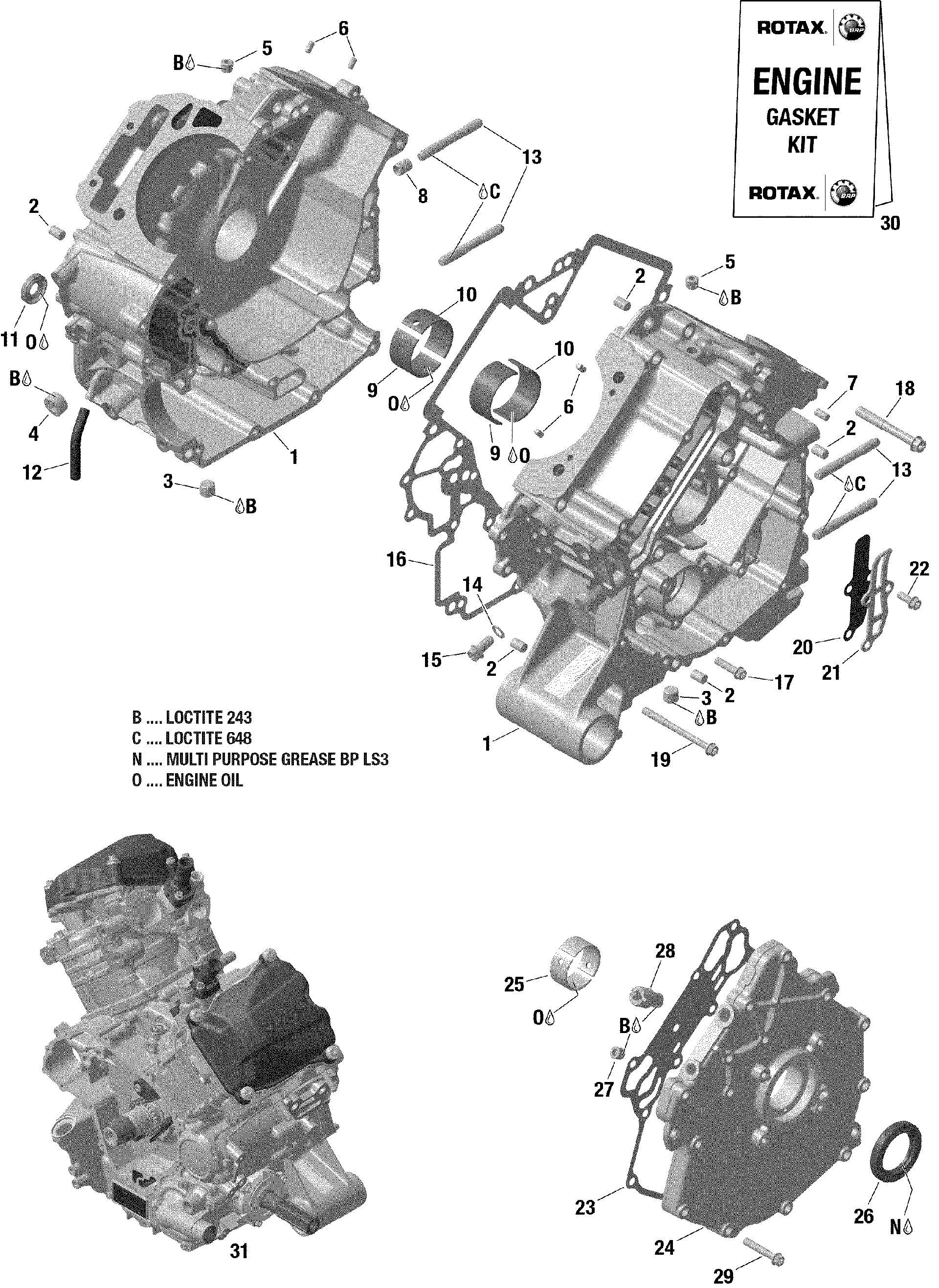 An Image of a Genuine Can-Am Parts Schematic Diagram showing the schematic - CRANKCASE