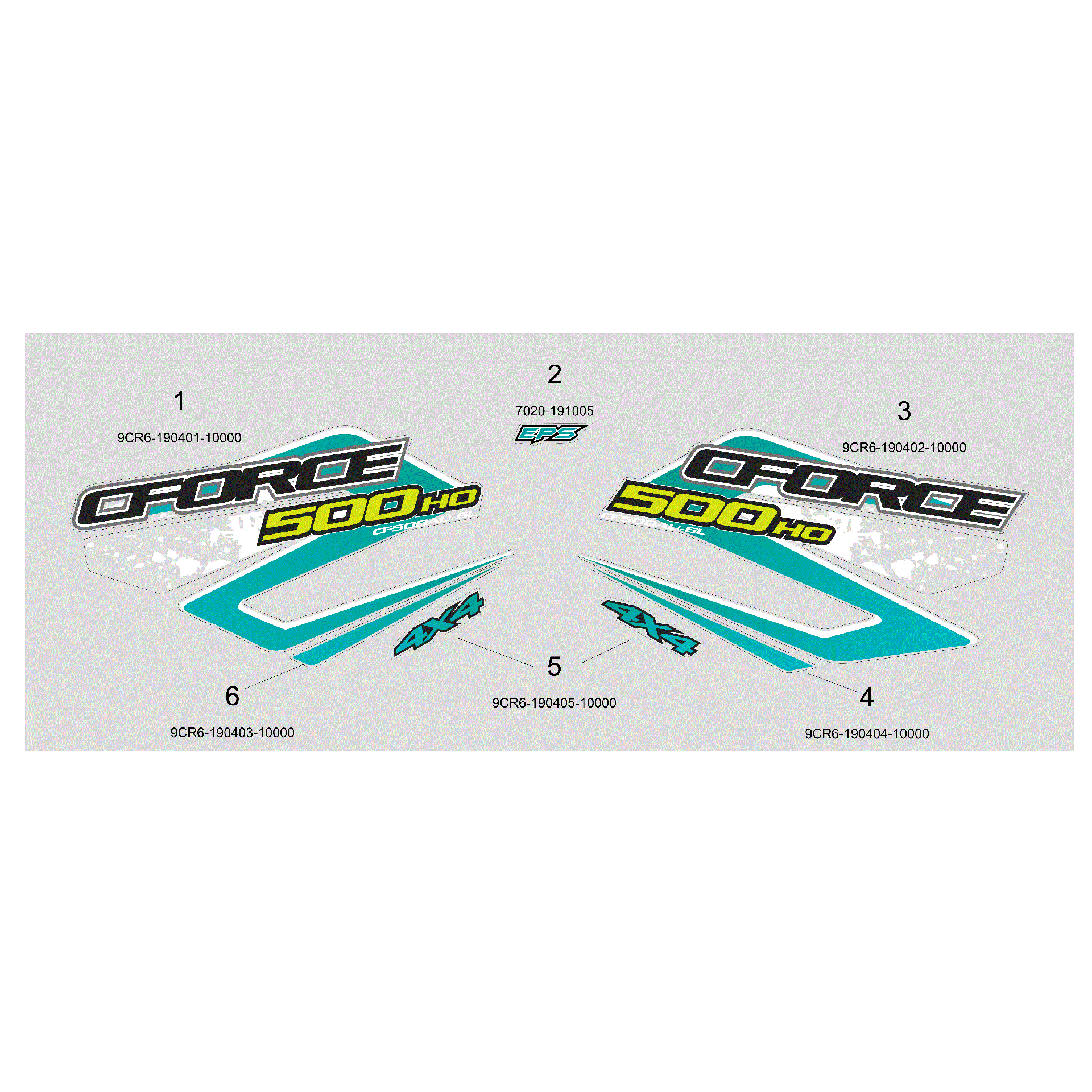 An Image of a genuine CFMOTO Parts Schematic Diagram showing the group - Teal Gray - 2016 CFMOTO CFORCE 500 HO