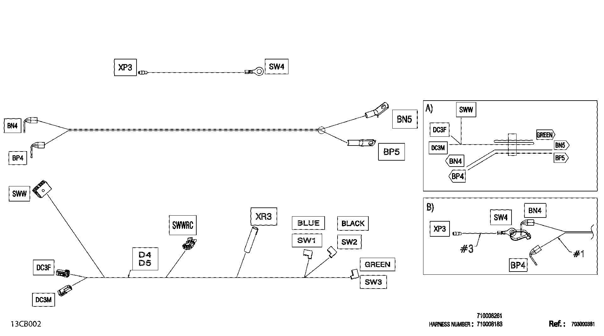 An Image of a Genuine Can-Am Parts Schematic Diagram showing the schematic - ELECTRIC - WINCH WIRING HARNESS - 710008183
