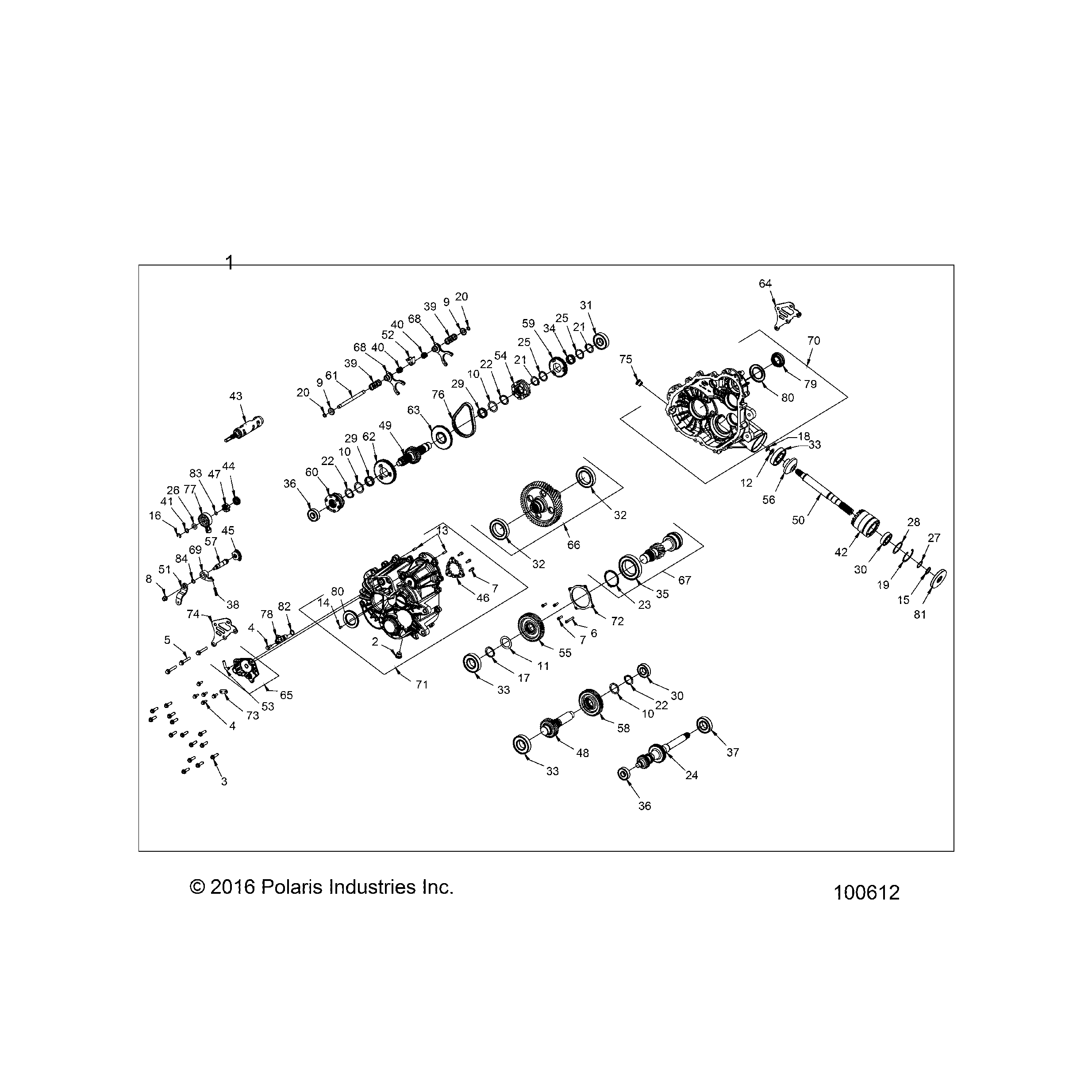 An Image of a Genuine Polaris Parts Schematic Diagram showing the schematic - DRIVE TRAIN: MAIN GEARCASE (FROM 1/5/16) - 2016 POLARIS ACE 570 EFI