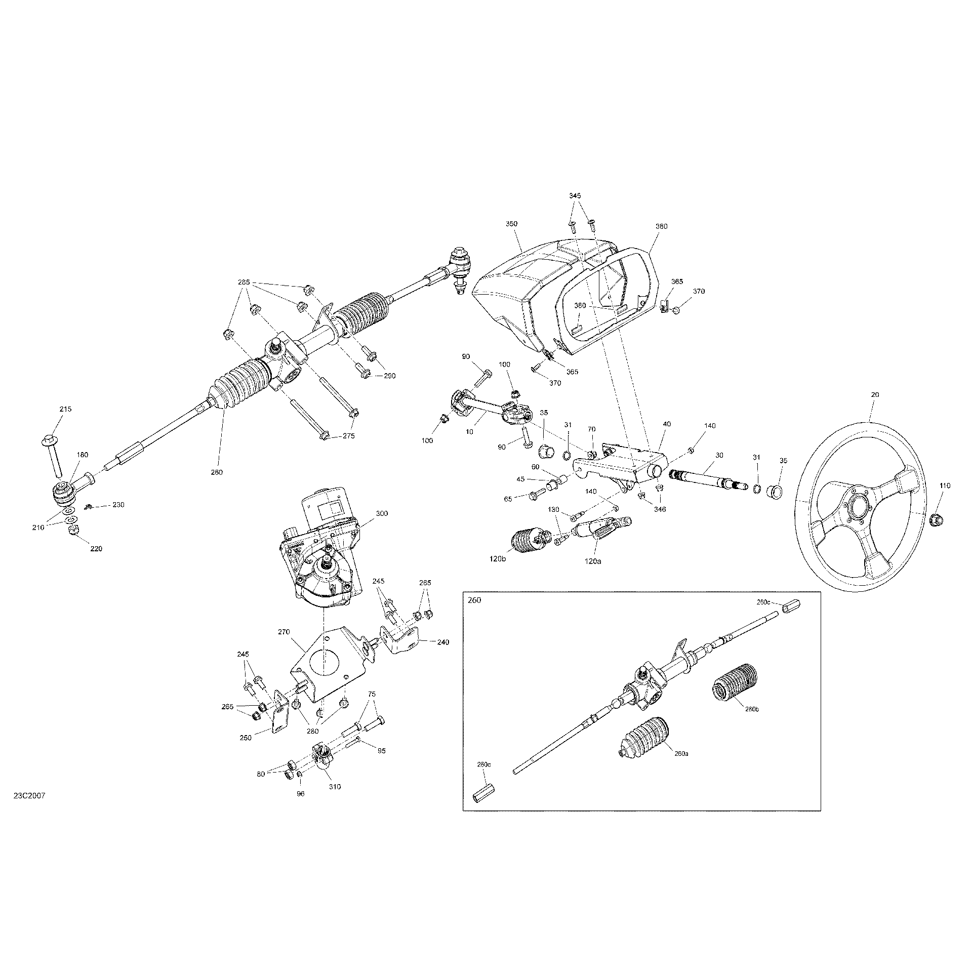 An Image of a Genuine Can-Am Parts Schematic Diagram showing the schematic - STEERING