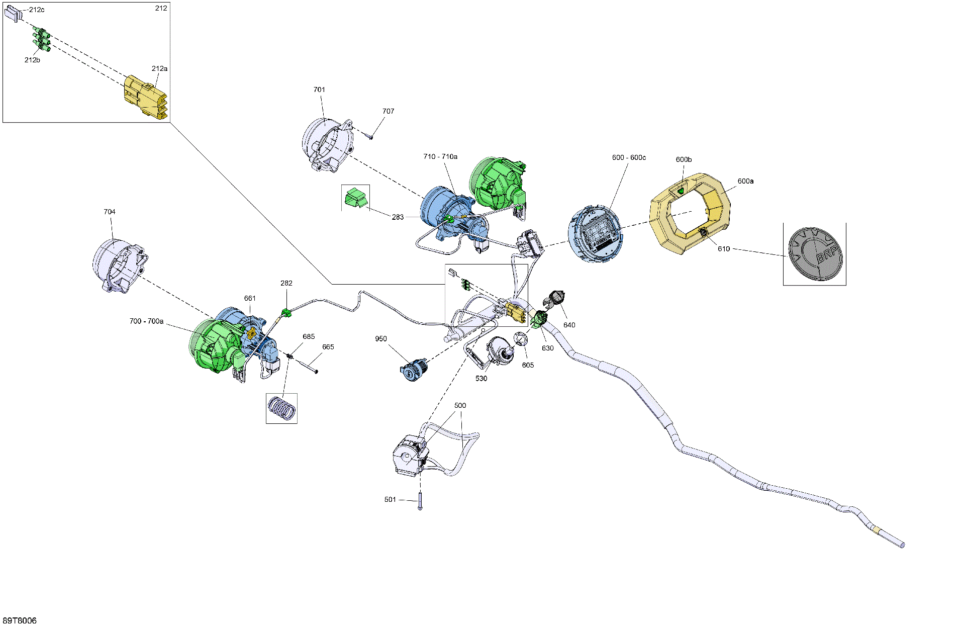 An Image of a Genuine Can-Am Parts Schematic Diagram showing the schematic - ELECTRIC - FRONT SECTION