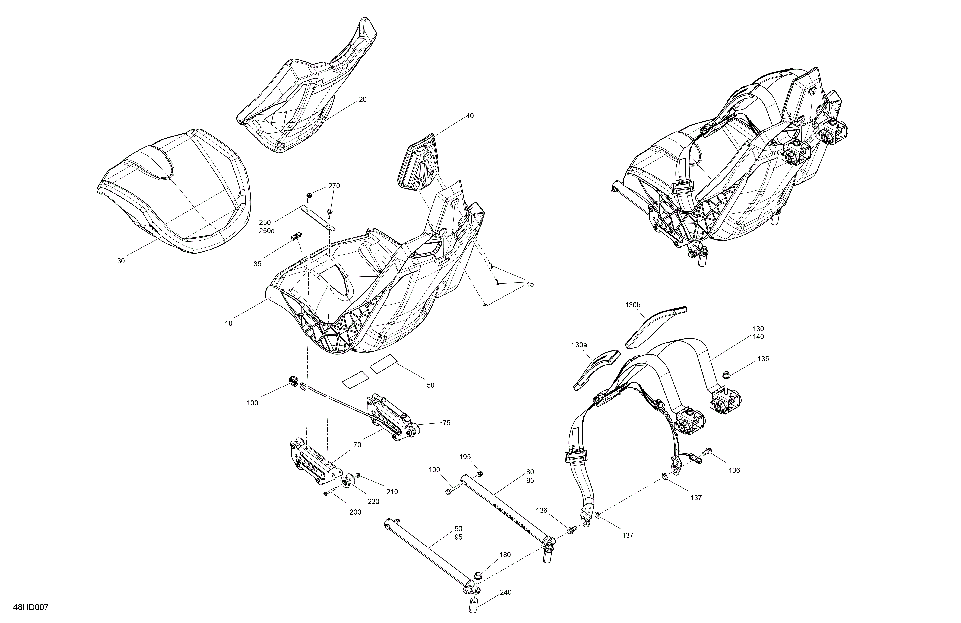 An Image of a Genuine Can-Am Parts Schematic Diagram showing the schematic - BODY - SEAT
