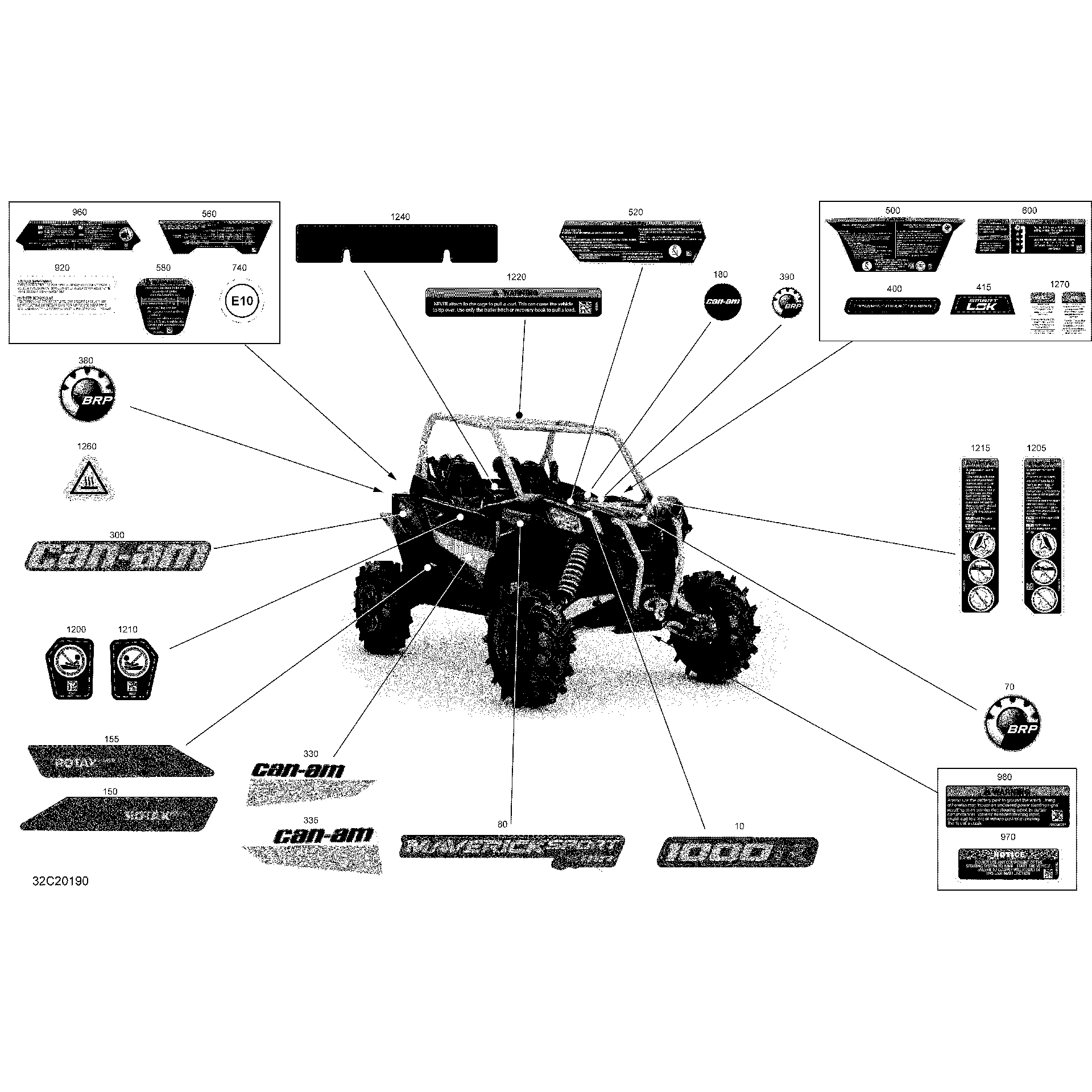An Image of a Genuine Can-Am Parts Schematic Diagram showing the schematic - DECALS