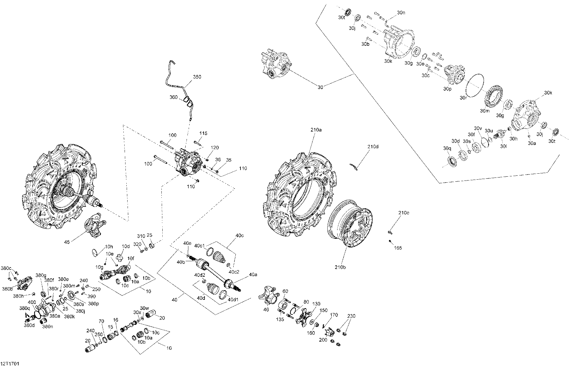 An Image of a Genuine Can-Am Parts Schematic Diagram showing the schematic - DRIVE SYSTEM FRONT - ALL MODELS