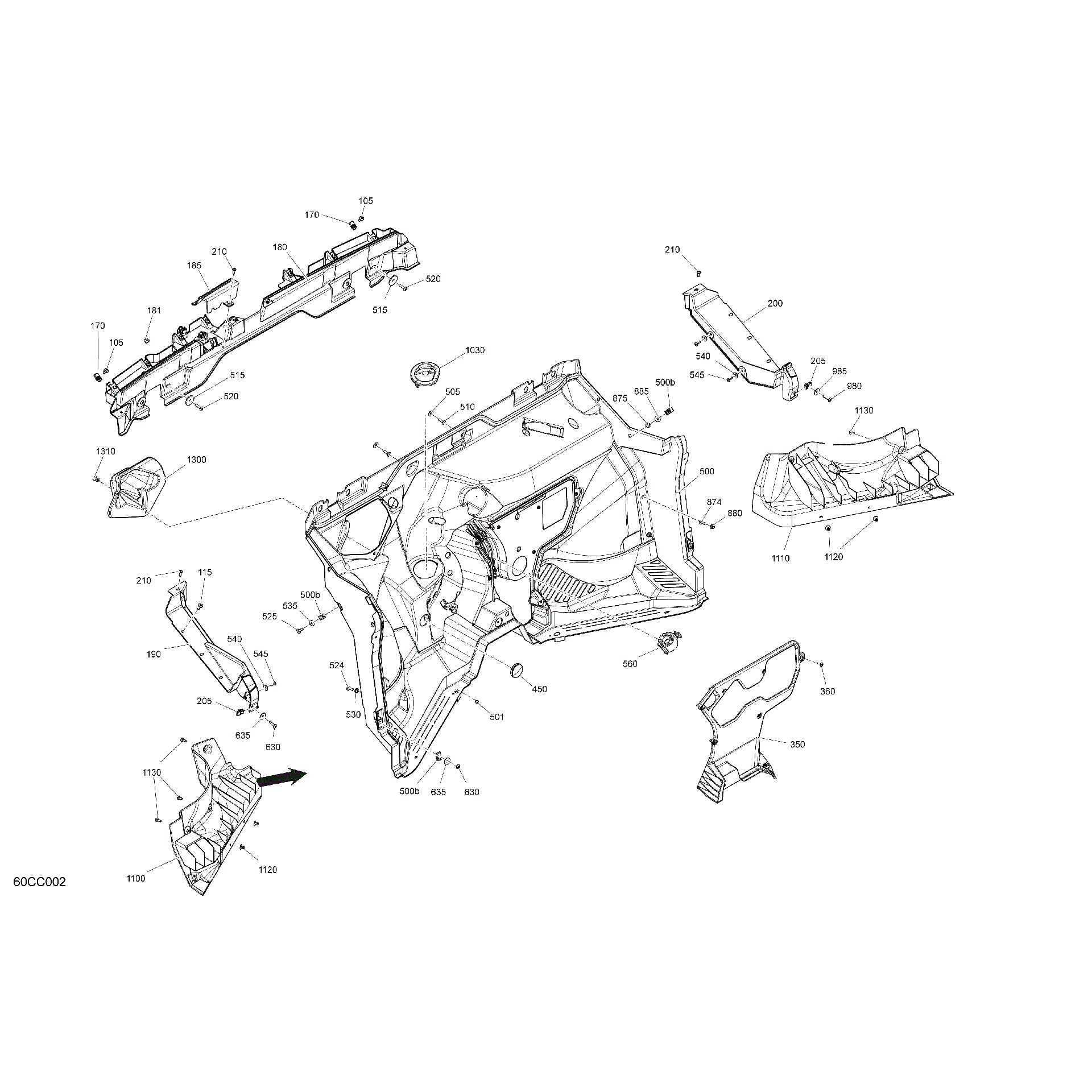 An Image of a Genuine Can-Am Parts Schematic Diagram showing the schematic - CAB INTERIOR - FIREWALL