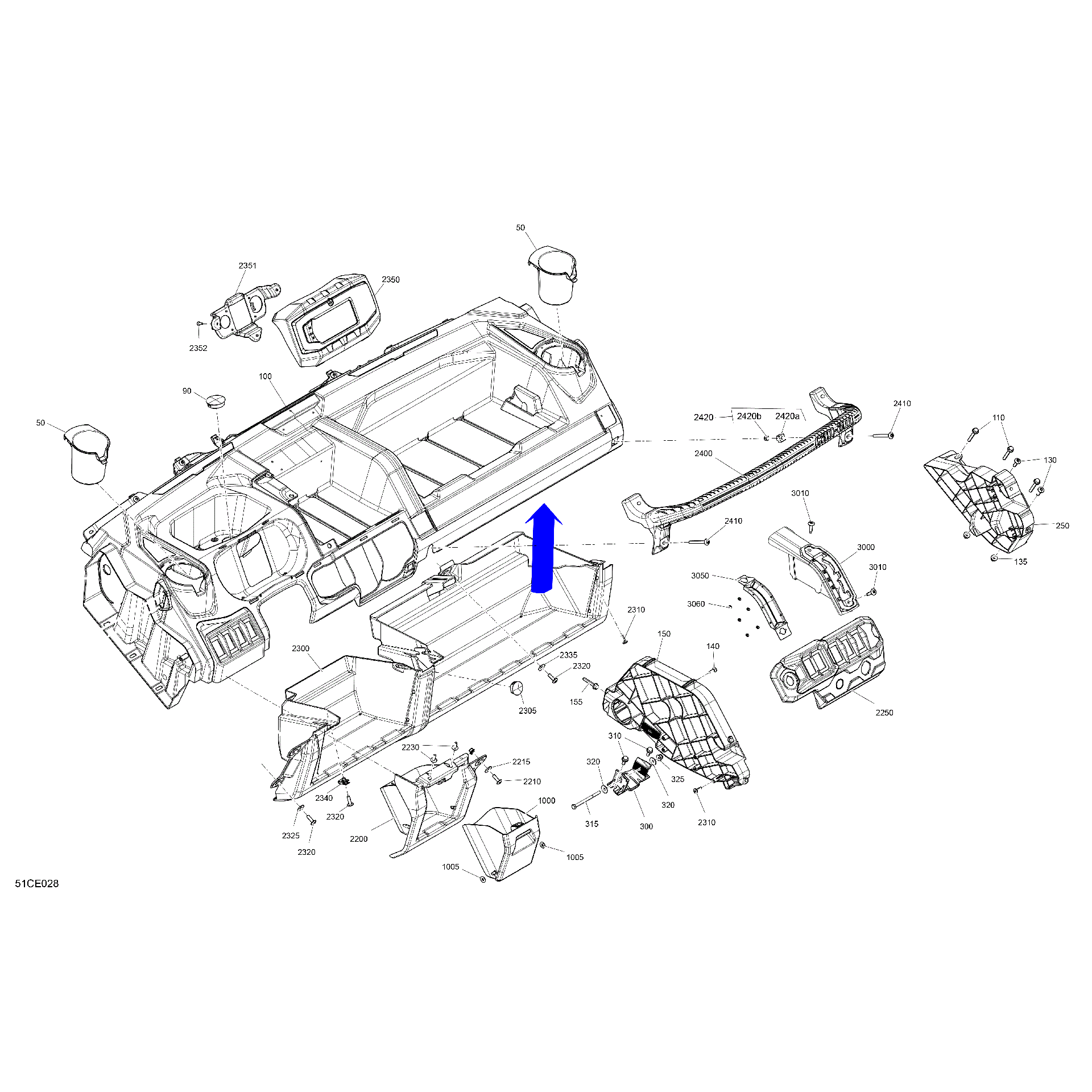 An Image of a Genuine Can-Am Parts Schematic Diagram showing the schematic - CAB INTERIOR - DASHBOARD