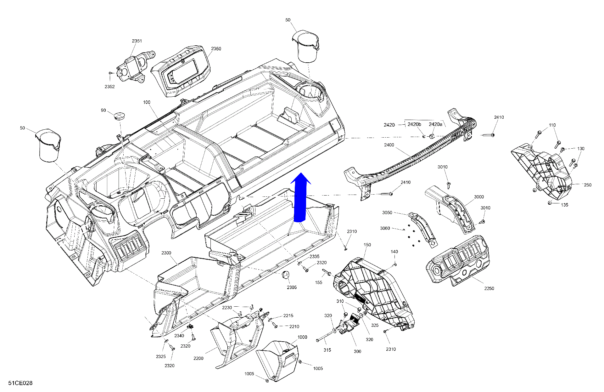 An Image of a Genuine Can-Am Parts Schematic Diagram showing the schematic - CAB INTERIOR - DASHBOARD