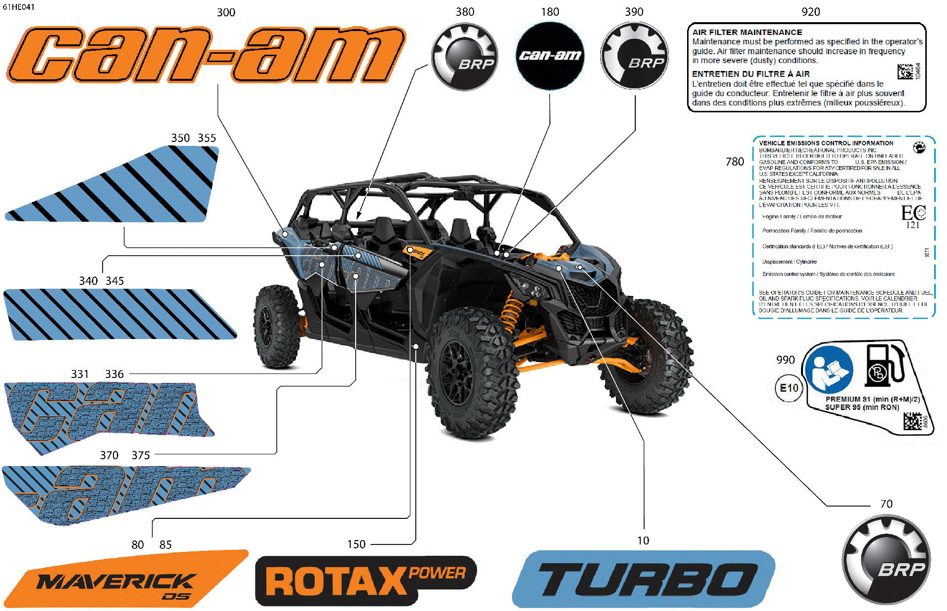 An Image of a Genuine Can-Am Parts Schematic Diagram showing the schematic - BODY - DECALS