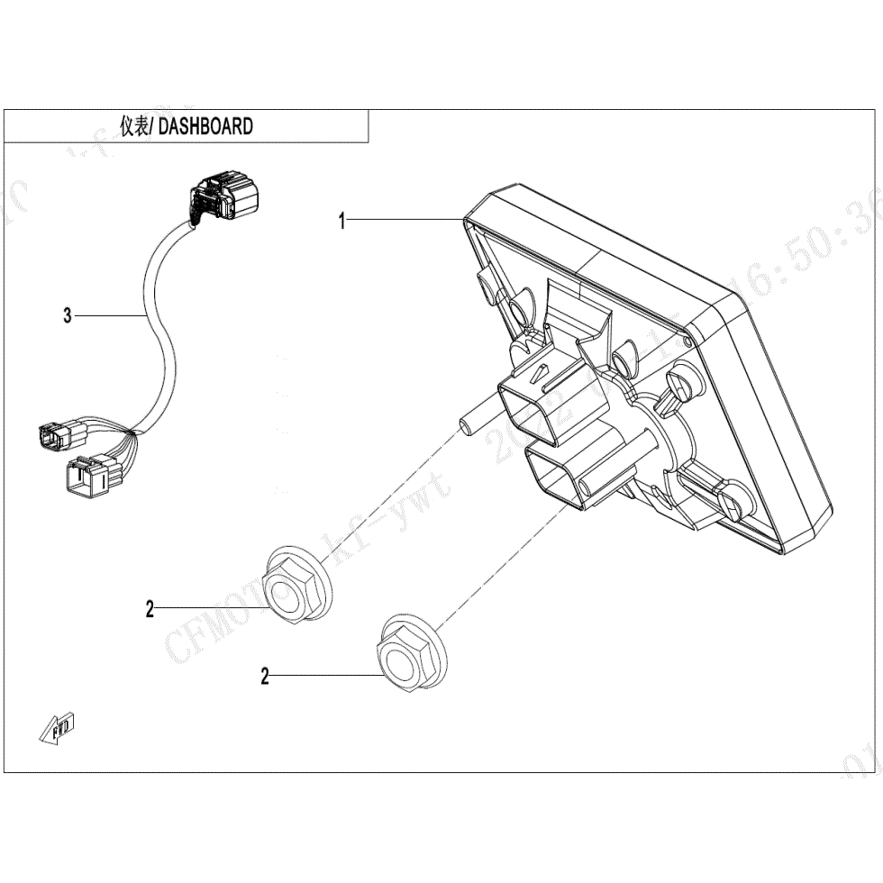 An Image of a genuine CFMOTO Parts Schematic Diagram showing the group - DASHBOARD - 2024 CFMOTO CFORCE 500 S