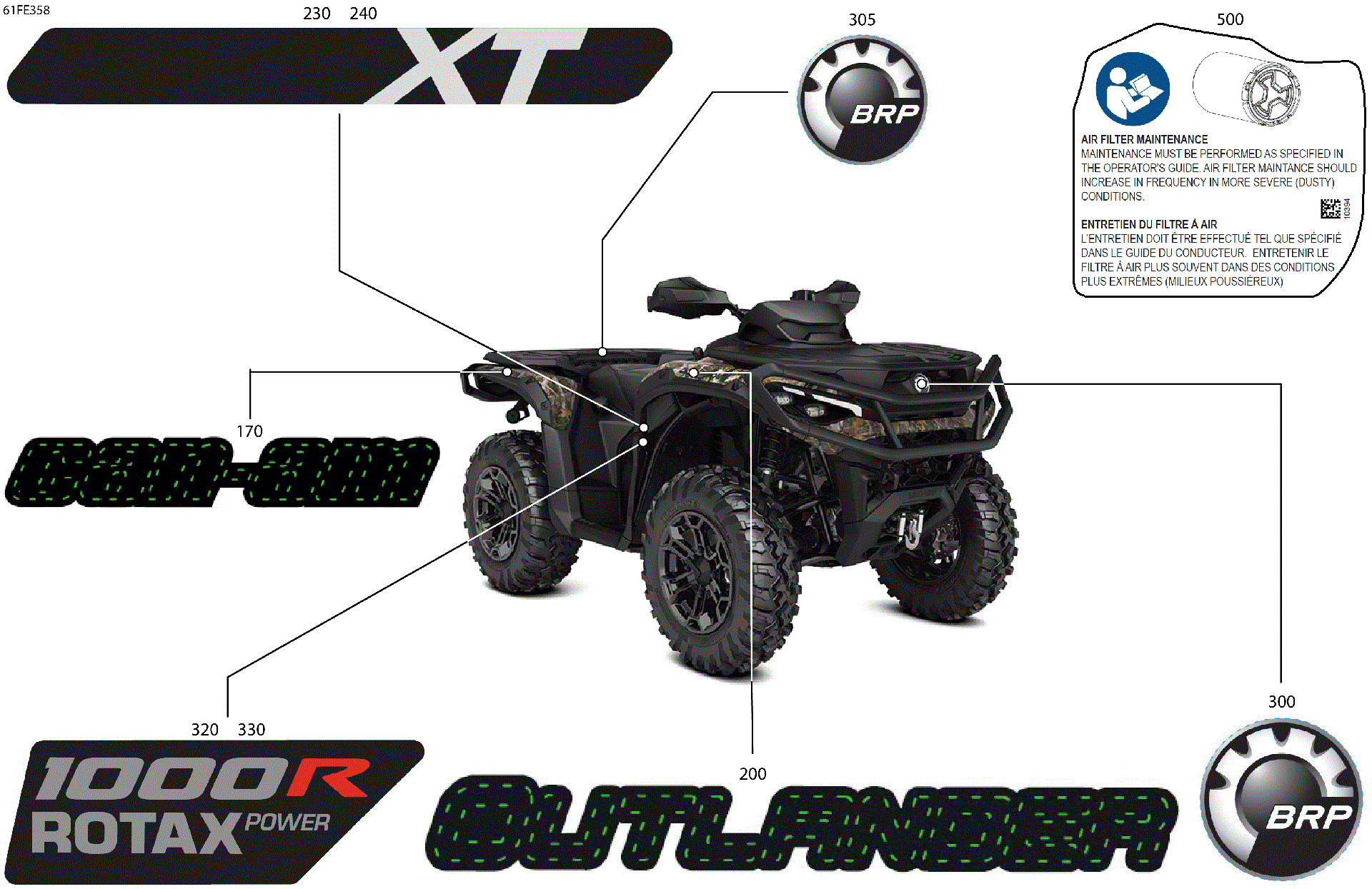 An Image of a Genuine Can-Am Parts Schematic Diagram showing the schematic - BODY - FEATURE DECALS